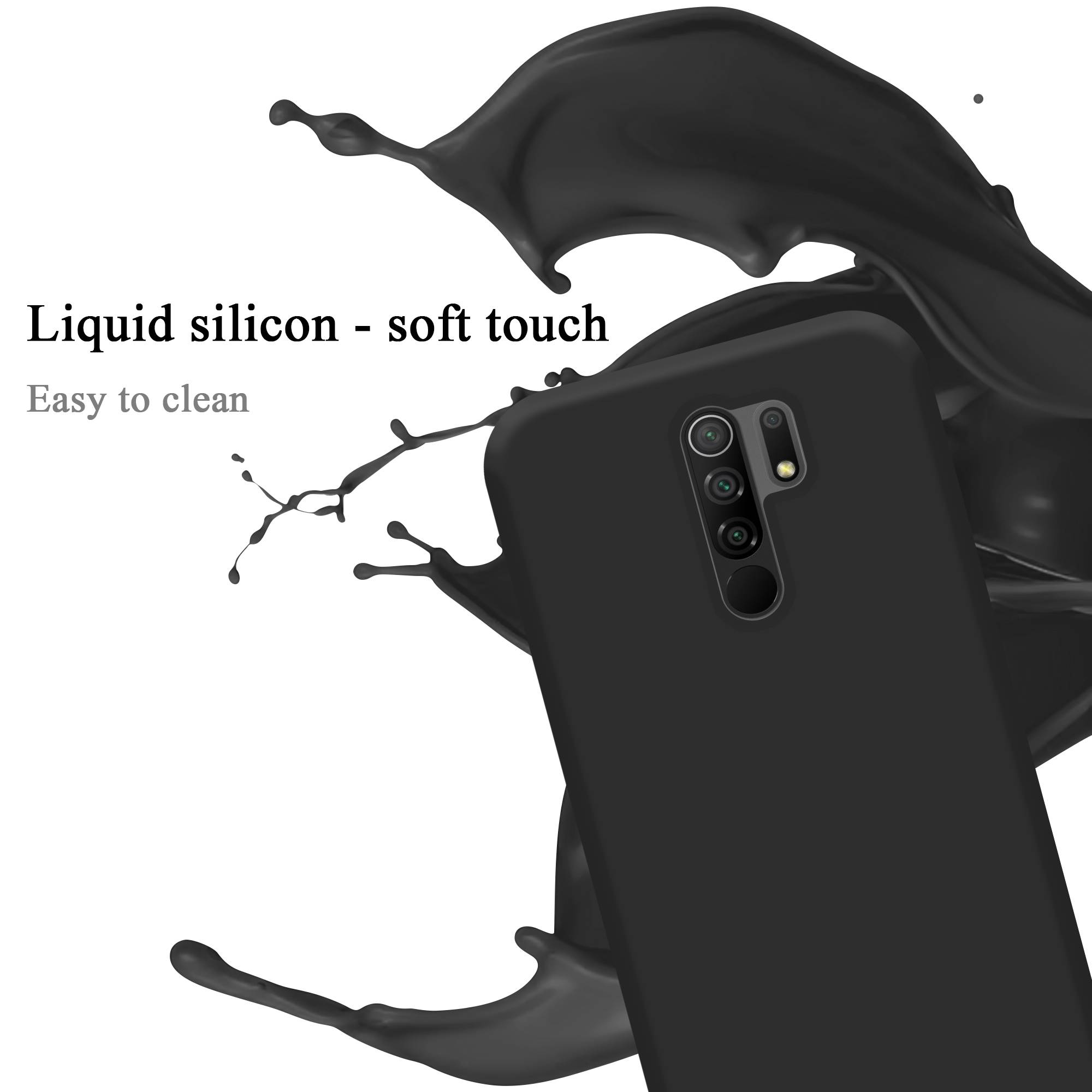 Cadorabo Schutzhülle für Xiaomi RedMi 9 Hülle in Schwarz Handyhülle Case Cover TPU Etui