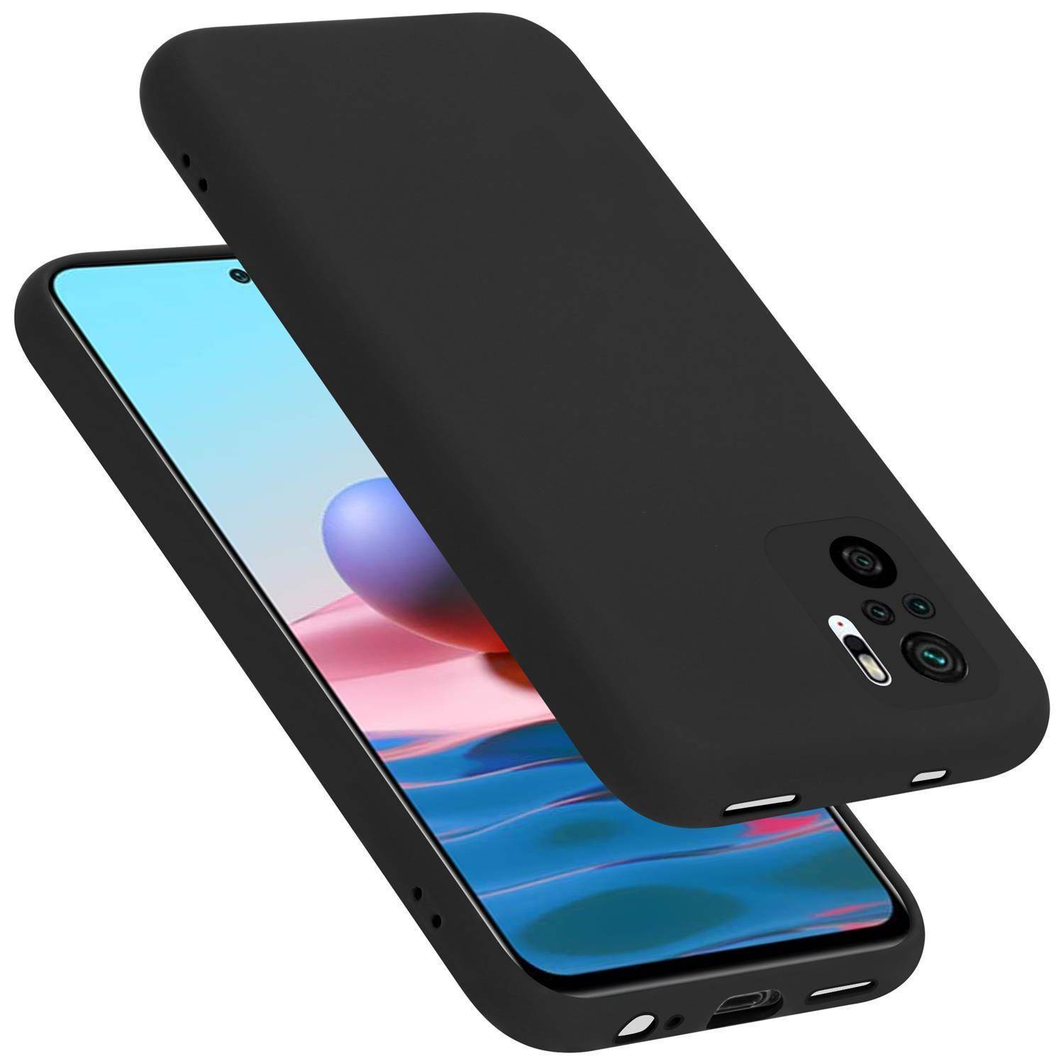 Cadorabo Schutzhülle für Xiaomi RedMi NOTE 10 4G / RedMi NOTE 10S Hülle in Schwarz Handyhülle Case Cover TPU Etui