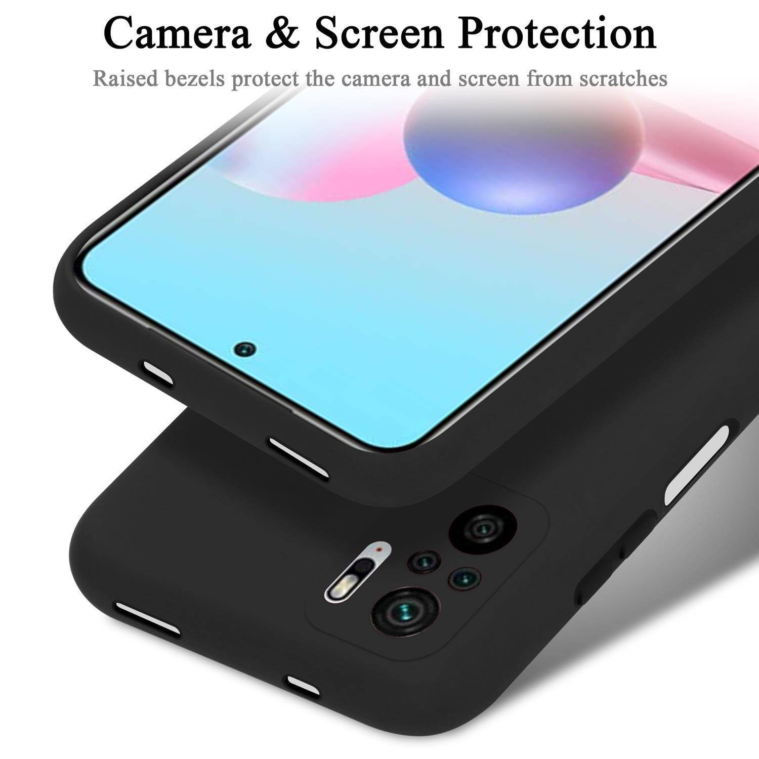 Cadorabo Schutzhülle für Xiaomi RedMi NOTE 10 4G / RedMi NOTE 10S Hülle in Schwarz Handyhülle Case Cover TPU Etui