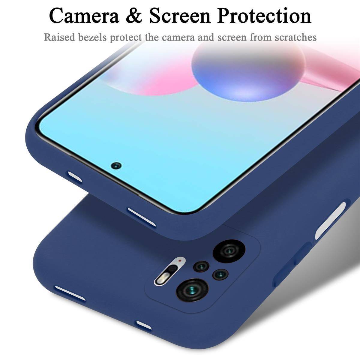 Cadorabo Schutzhülle für Xiaomi RedMi NOTE 10 4G / RedMi NOTE 10S Hülle in Blau Handyhülle Case Cover TPU Etui