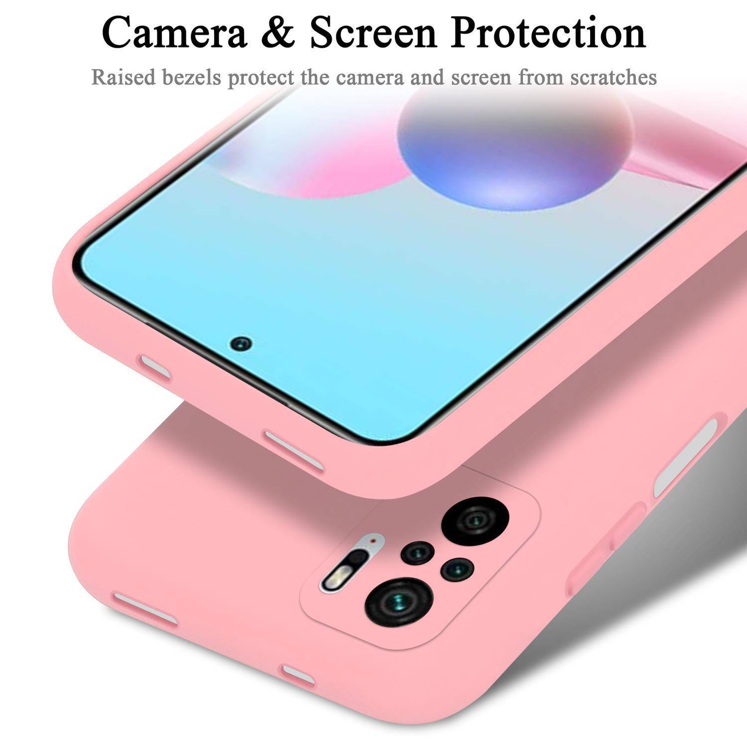 Cadorabo Schutzhülle für Xiaomi RedMi NOTE 10 4G / RedMi NOTE 10S Hülle in Rosa Handyhülle Case Cover TPU Etui