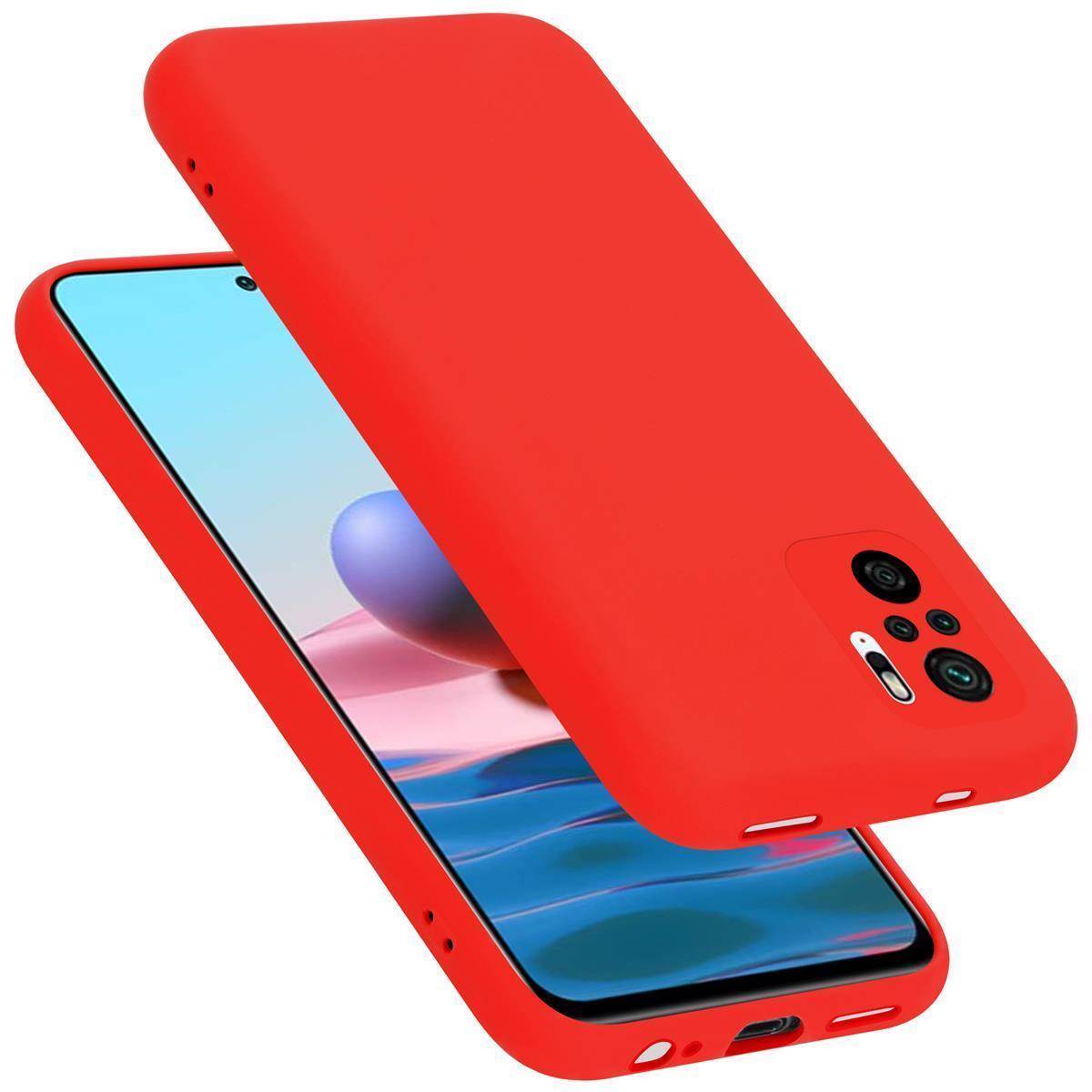 Cadorabo Schutzhülle für Xiaomi RedMi NOTE 10 4G / RedMi NOTE 10S Hülle in Rot Handyhülle Case Cover TPU Etui
