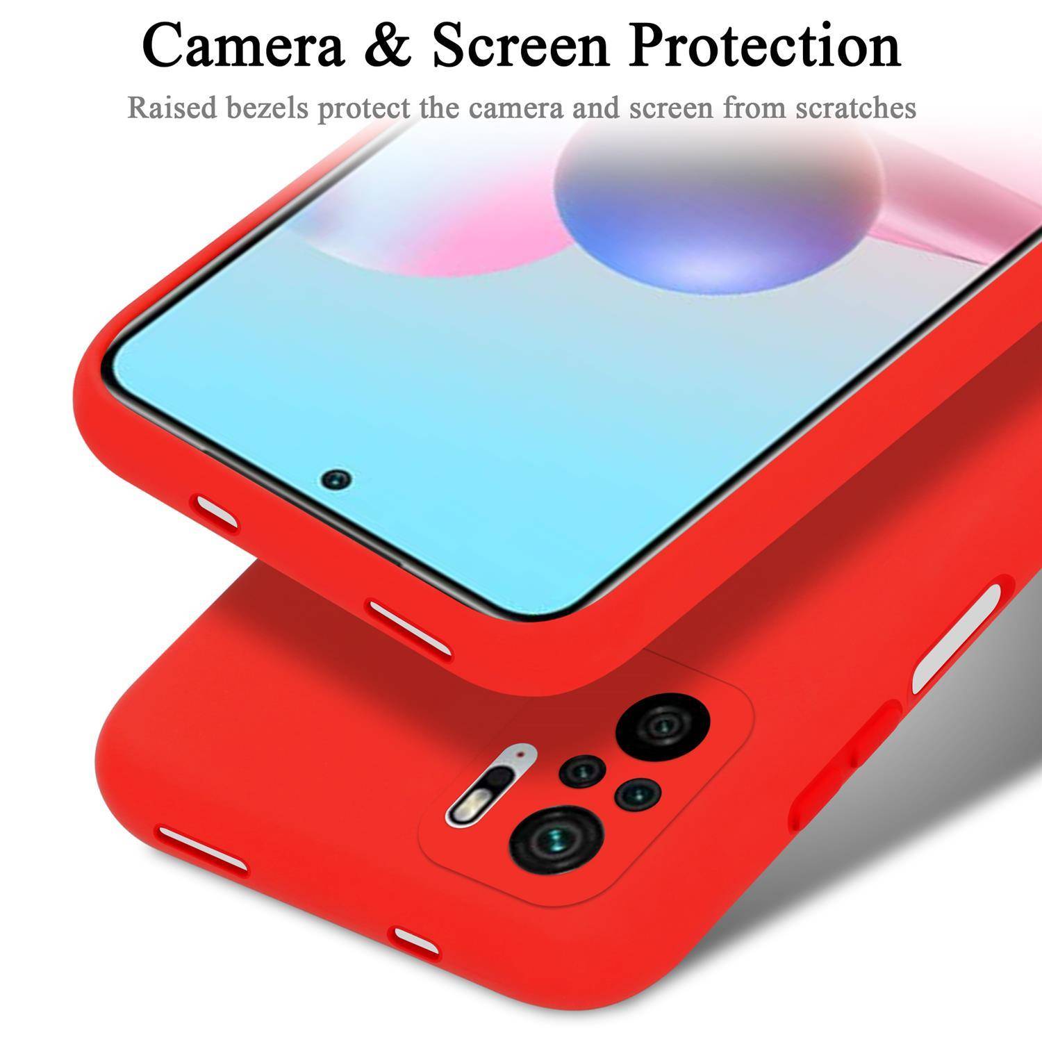 Cadorabo Schutzhülle für Xiaomi RedMi NOTE 10 4G / RedMi NOTE 10S Hülle in Rot Handyhülle Case Cover TPU Etui