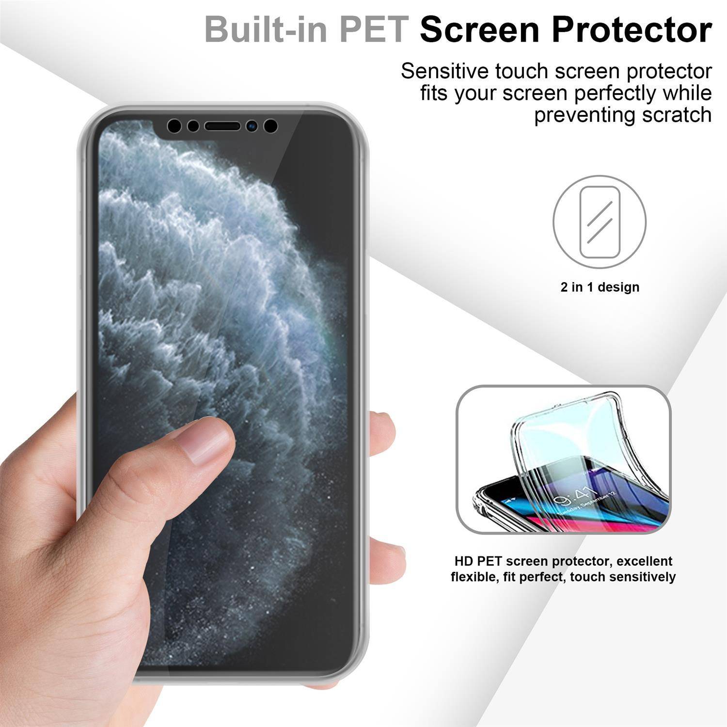 Cadorabo Schutzhülle für Apple iPhone 11 PRO MAX Hülle in natur 360° Etui Full Body Handyhülle Cover Case