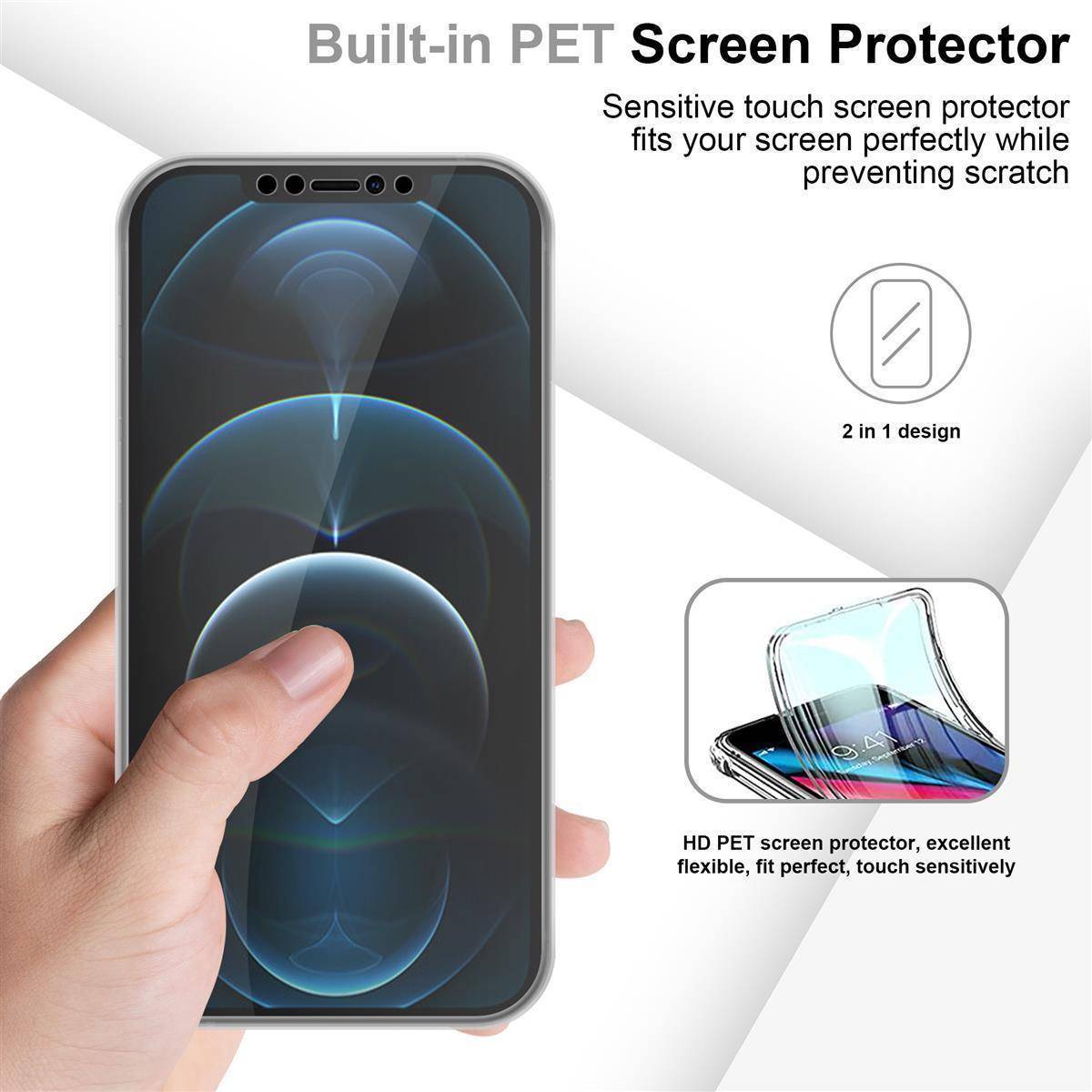 Cadorabo Schutzhülle für Apple iPhone 12 Hülle in natur 360° Etui Full Body Handyhülle Cover Case