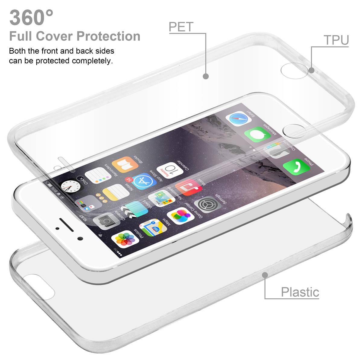 Cadorabo Schutzhülle für Apple iPhone 6 / 6S Hülle in natur 360° Etui Full Body Handyhülle Cover Case