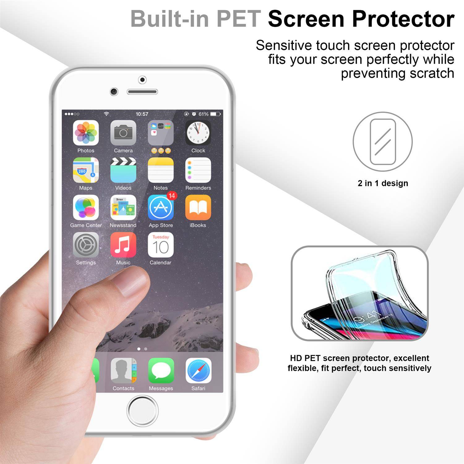 Cadorabo Schutzhülle für Apple iPhone 6 / 6S Hülle in natur 360° Etui Full Body Handyhülle Cover Case