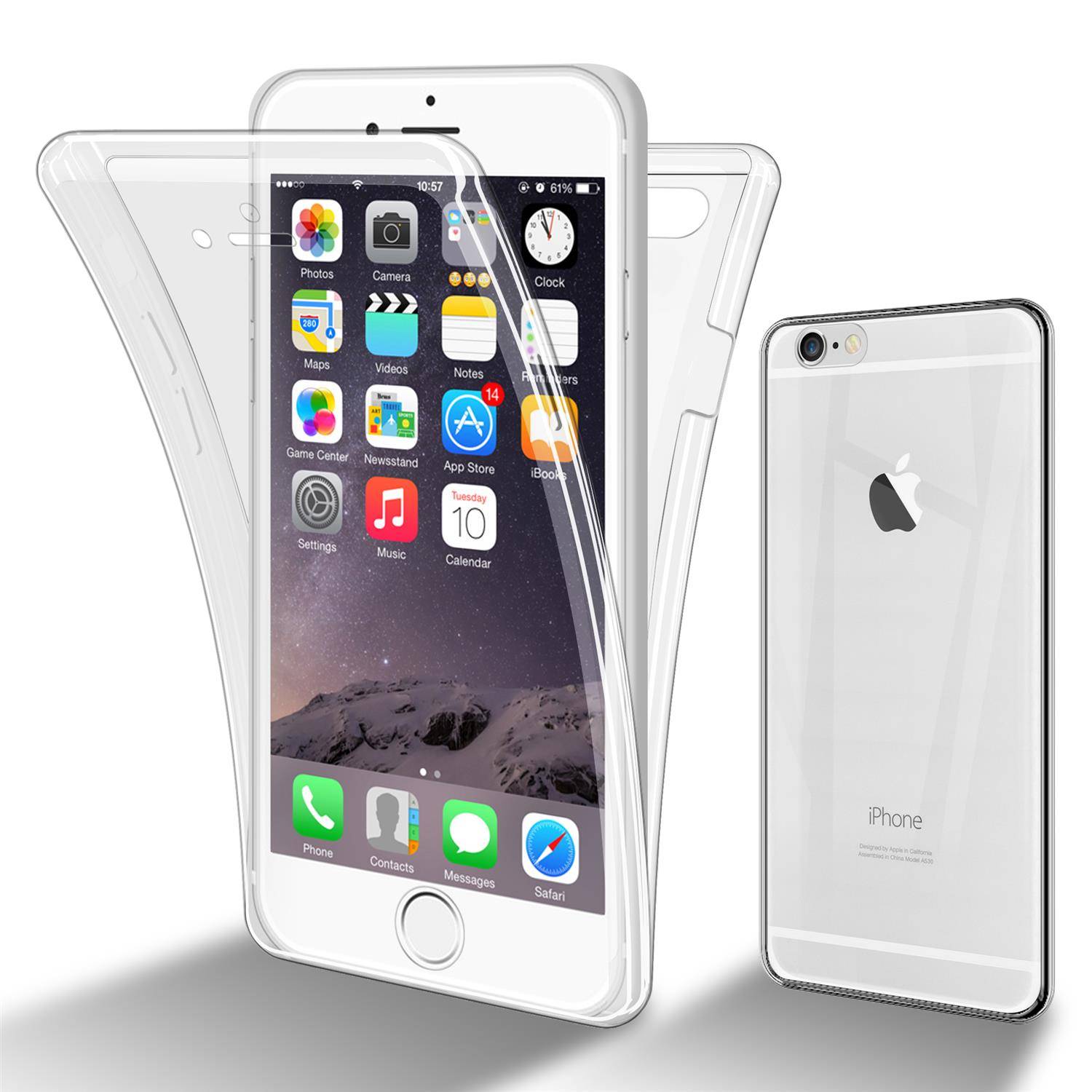 Cadorabo Schutzhülle für Apple iPhone 6 PLUS / 6S PLUS Hülle in natur 360° Etui Full Body Handyhülle Cover Case
