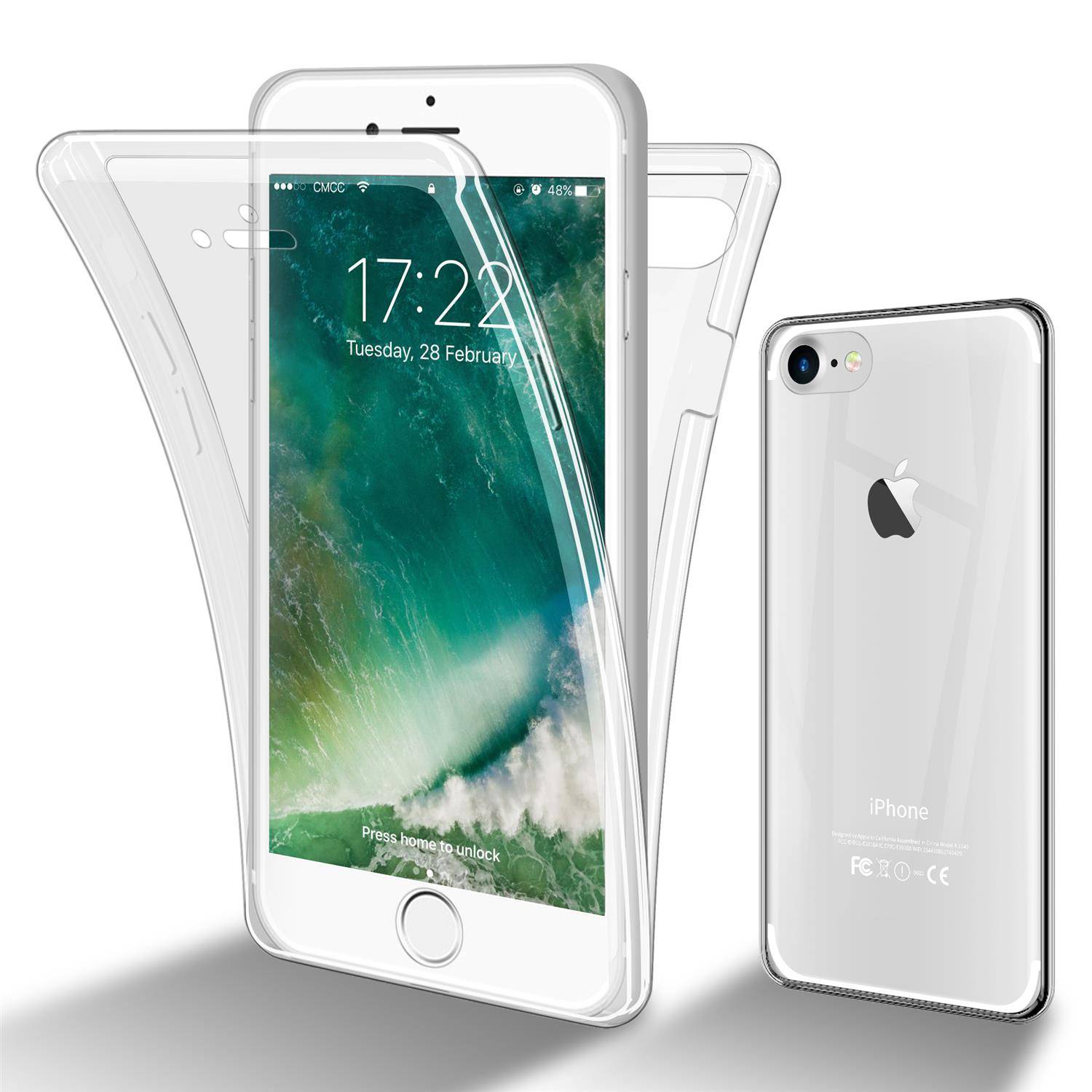 Cadorabo Schutzhülle für Apple iPhone 7 / 7S / 8 / SE 2020 Hülle in natur 360° Etui Full Body Handyhülle Cover Case