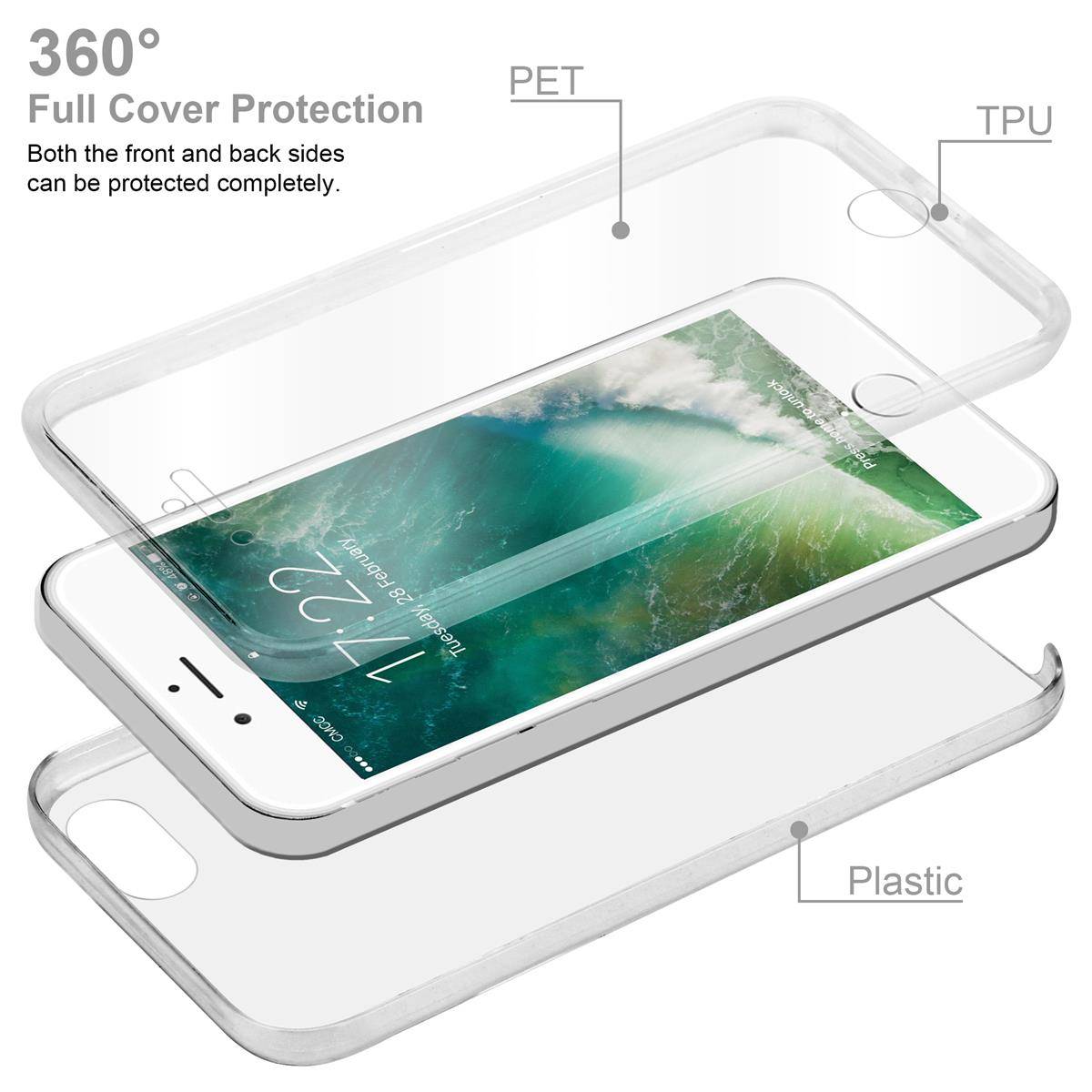 Cadorabo Schutzhülle für Apple iPhone 7 / 7S / 8 / SE 2020 Hülle in natur 360° Etui Full Body Handyhülle Cover Case