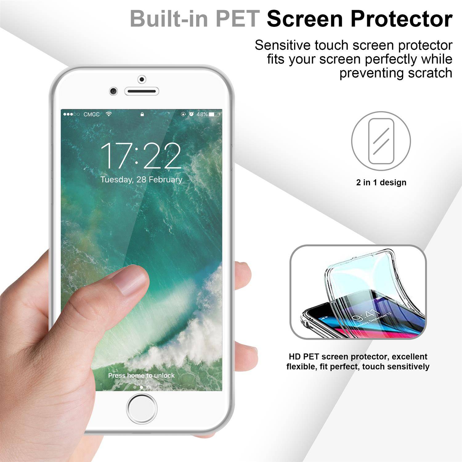 Cadorabo Schutzhülle für Apple iPhone 7 / 7S / 8 / SE 2020 Hülle in natur 360° Etui Full Body Handyhülle Cover Case