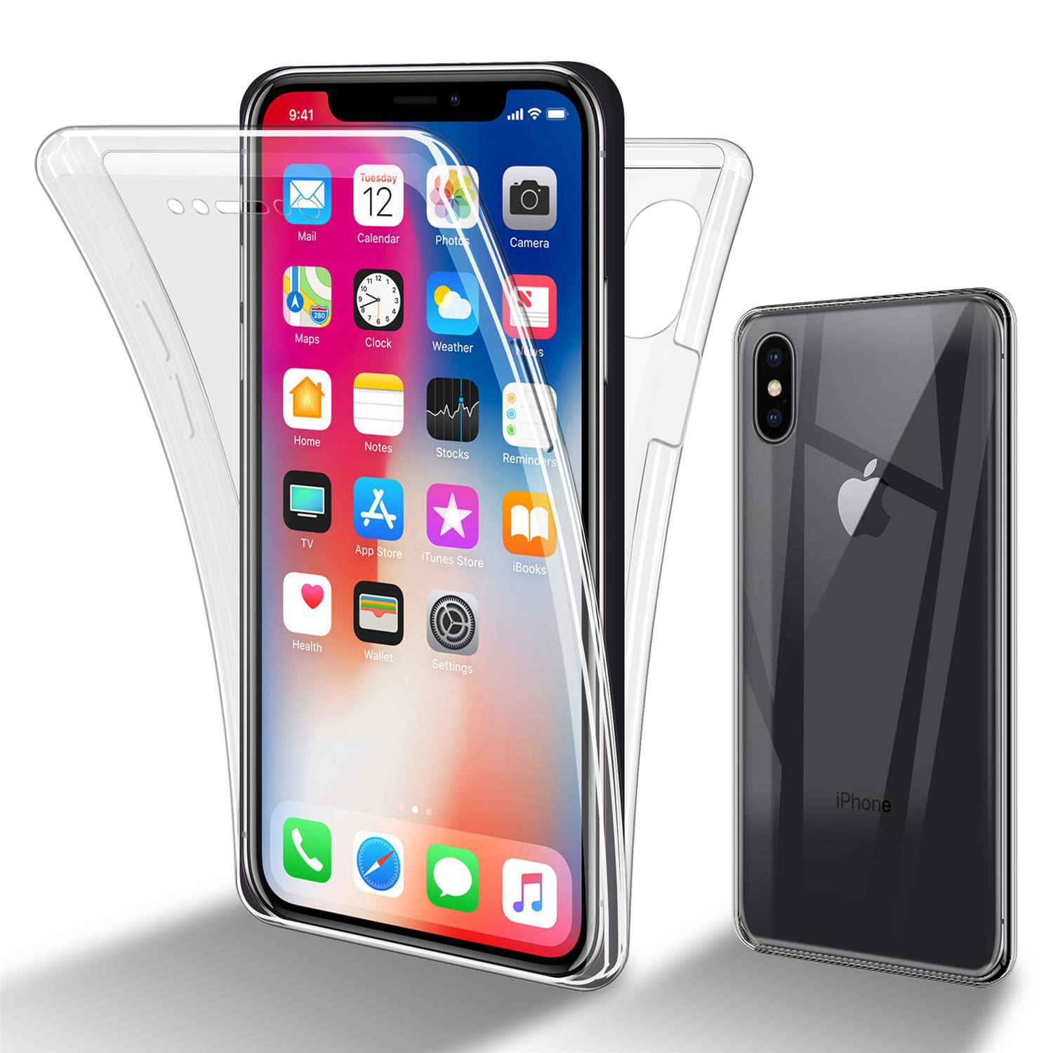 Cadorabo Schutzhülle für Apple iPhone X / XS Hülle in natur 360° Etui Full Body Handyhülle Cover Case