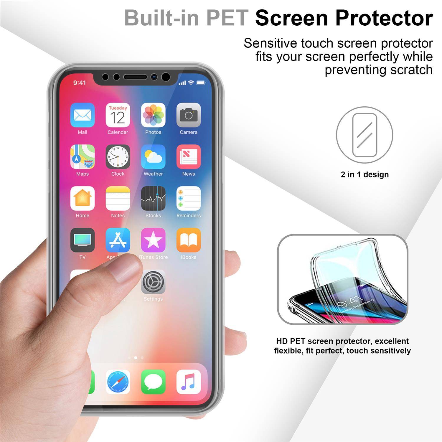Cadorabo Schutzhülle für Apple iPhone X / XS Hülle in natur 360° Etui Full Body Handyhülle Cover Case