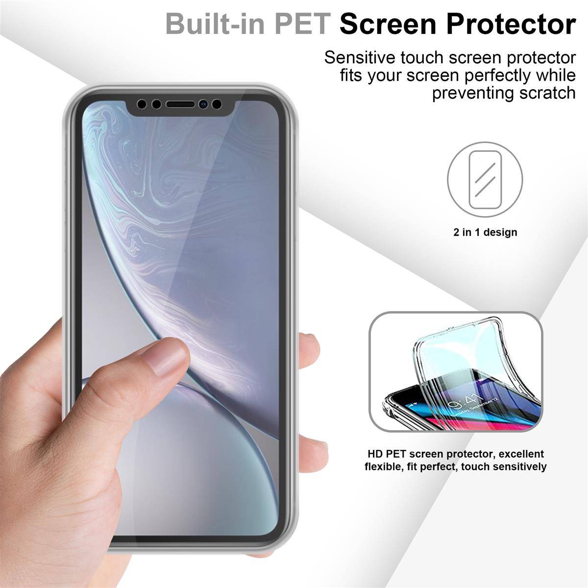 Cadorabo Schutzhülle für Apple iPhone XR Hülle in natur 360° Etui Full Body Handyhülle Cover Case