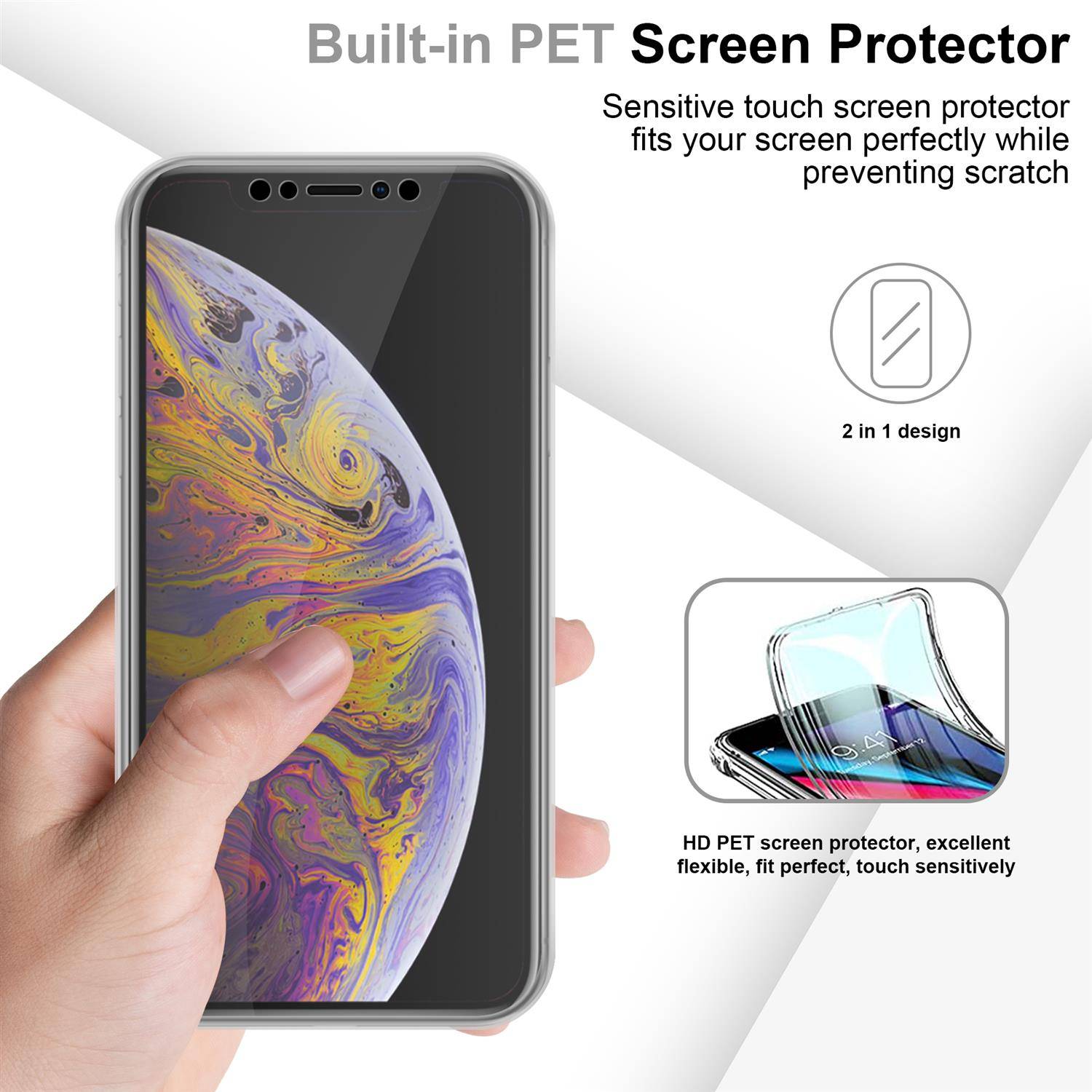Cadorabo Schutzhülle für Apple iPhone XS MAX Hülle in natur 360° Etui Full Body Handyhülle Cover Case