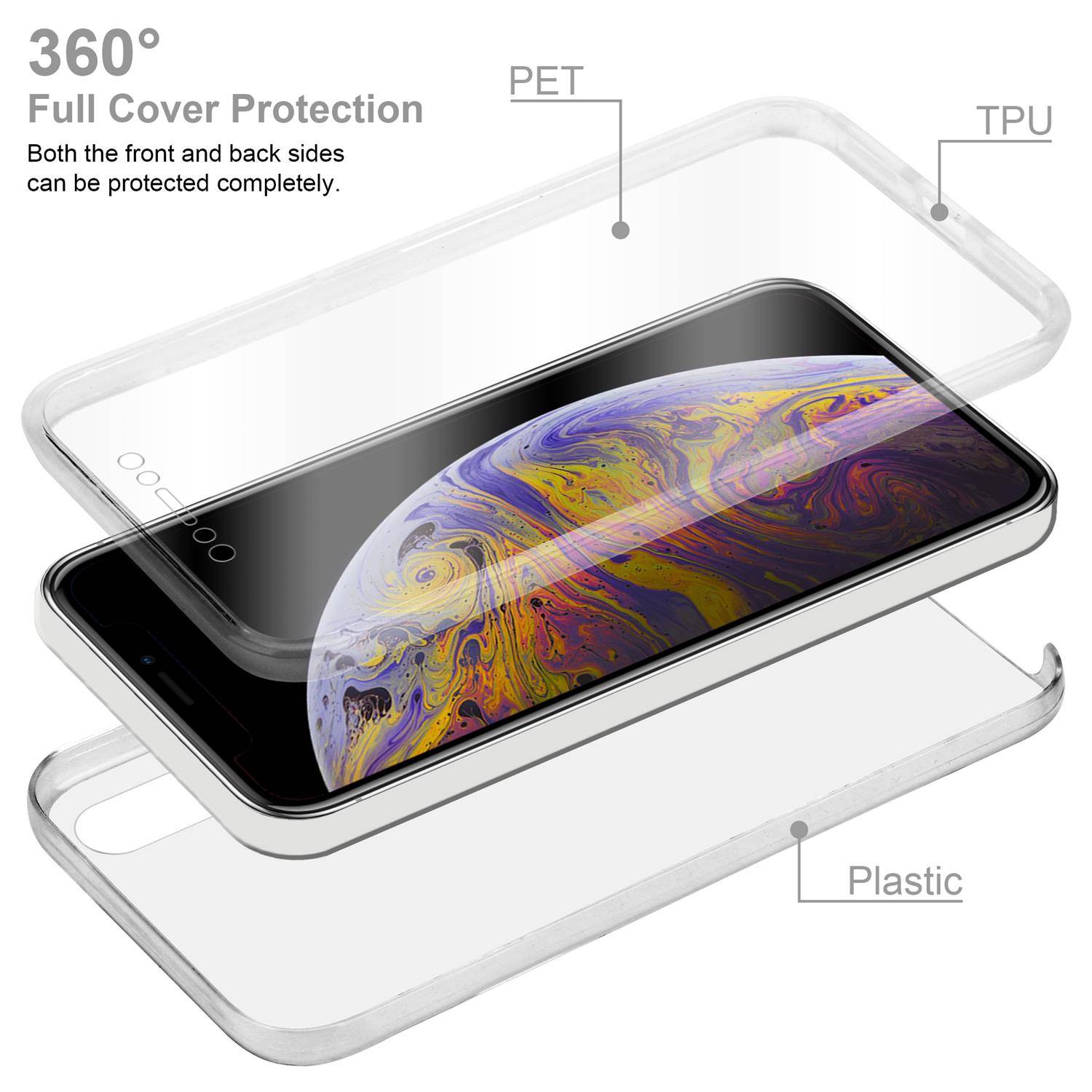 Cadorabo Schutzhülle für Apple iPhone XS MAX Hülle in natur 360° Etui Full Body Handyhülle Cover Case