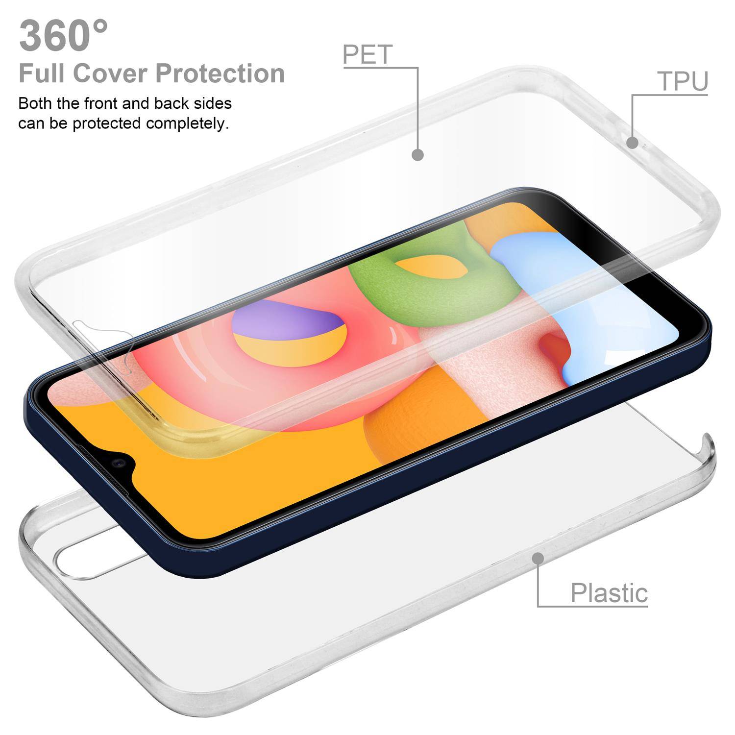 Cadorabo Schutzhülle für Samsung Galaxy A01 Hülle in natur 360° Etui Full Body Handyhülle Cover Case