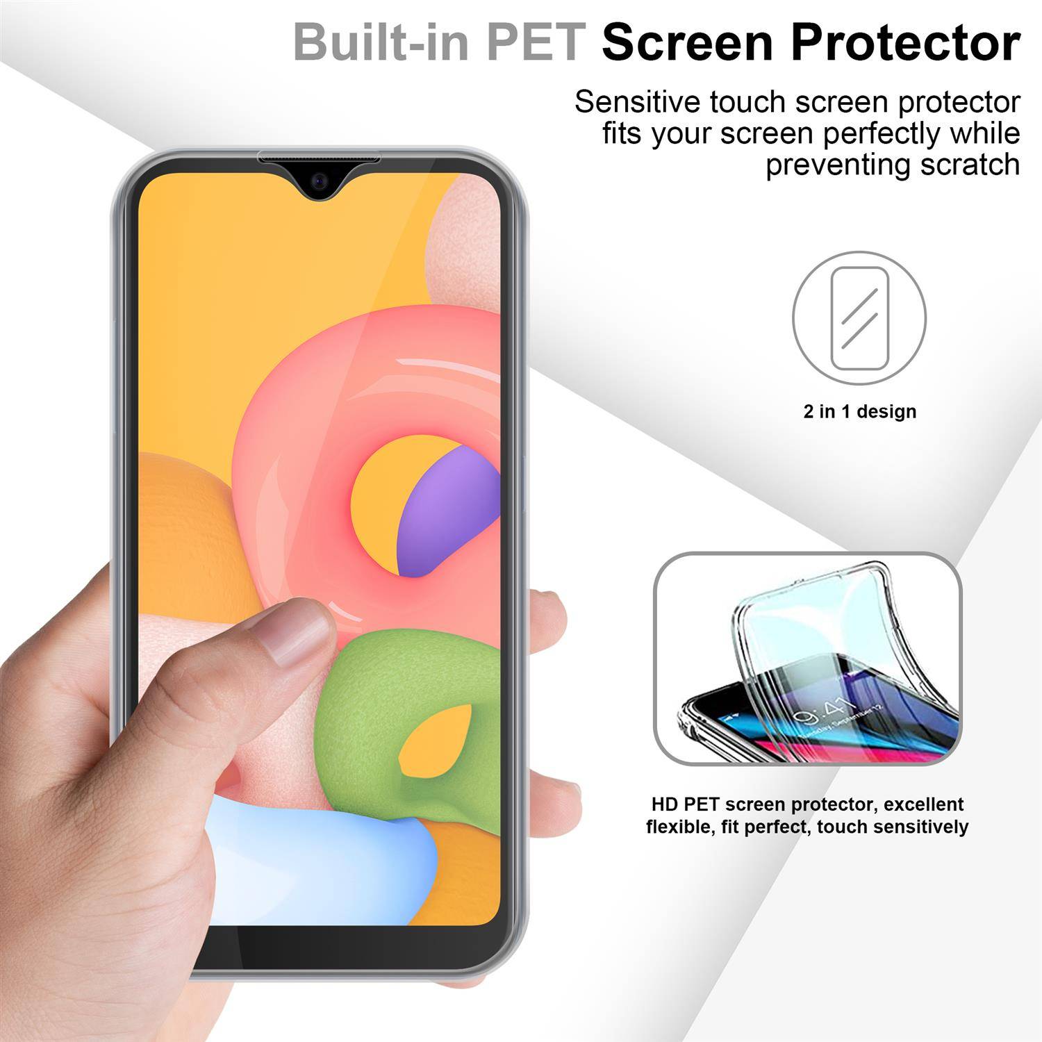 Cadorabo Schutzhülle für Samsung Galaxy A01 Hülle in natur 360° Etui Full Body Handyhülle Cover Case