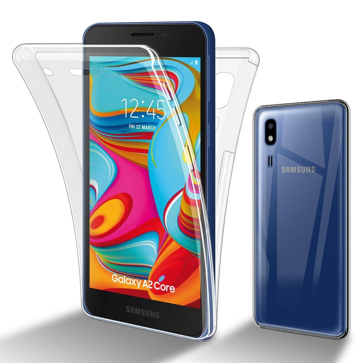 Cadorabo Schutzhülle für Samsung Galaxy A02 CORE Hülle in natur 360° Etui Full Body Handyhülle Cover Case