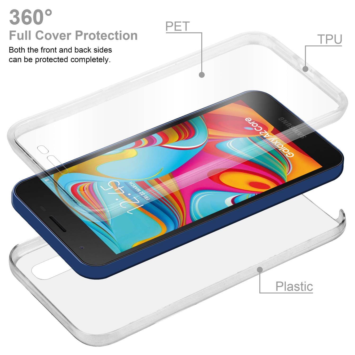 Cadorabo Schutzhülle für Samsung Galaxy A02 CORE Hülle in natur 360° Etui Full Body Handyhülle Cover Case