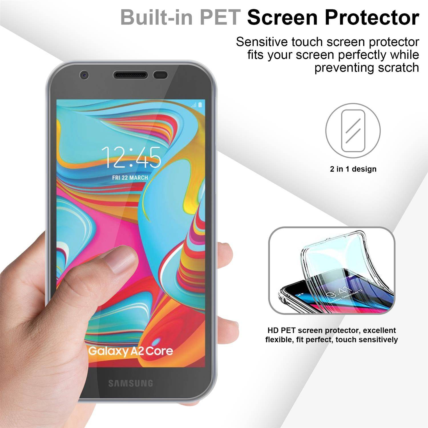 Cadorabo Schutzhülle für Samsung Galaxy A02 CORE Hülle in natur 360° Etui Full Body Handyhülle Cover Case