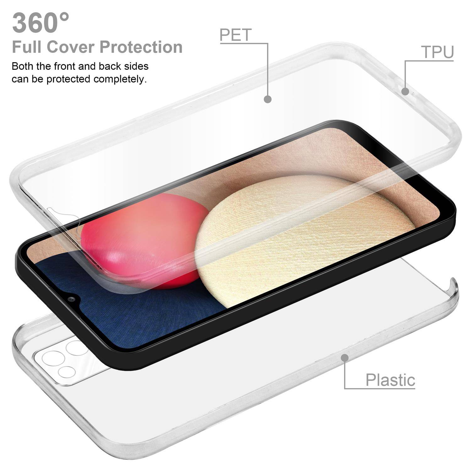 Cadorabo Schutzhülle für Samsung Galaxy A02s EU Hülle in natur 360° Etui Full Body Handyhülle Cover Case