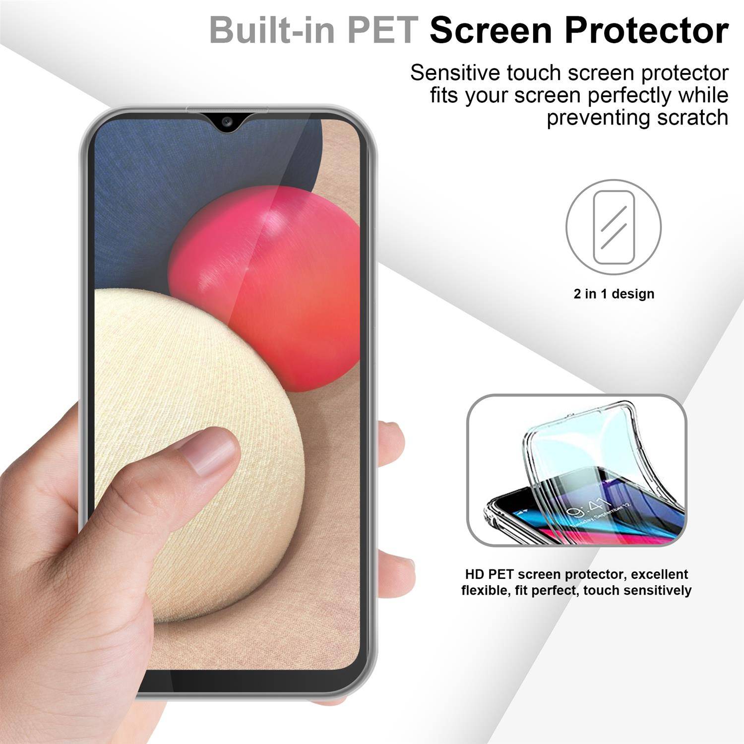 Cadorabo Schutzhülle für Samsung Galaxy A02s EU Hülle in natur 360° Etui Full Body Handyhülle Cover Case