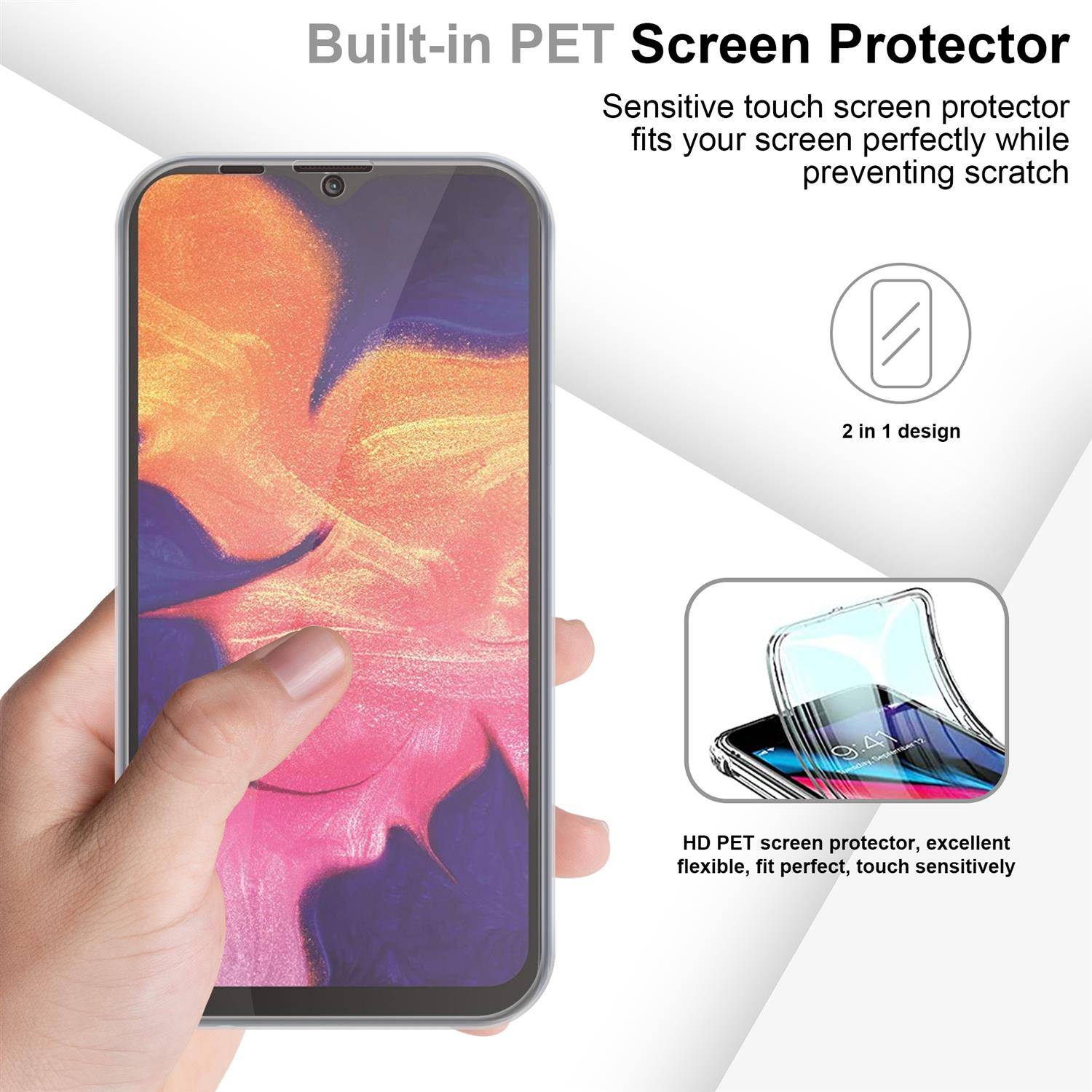 Cadorabo Schutzhülle für Samsung Galaxy A10 / M10 Hülle in natur 360° Etui Full Body Handyhülle Cover Case