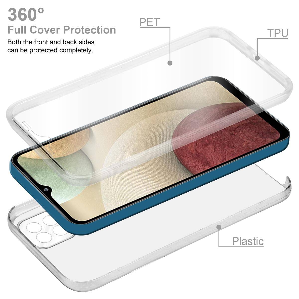 Cadorabo Schutzhülle für Samsung Galaxy A12 / M12 Hülle in Transparent 360° Etui Full Body Handyhülle Cover Case