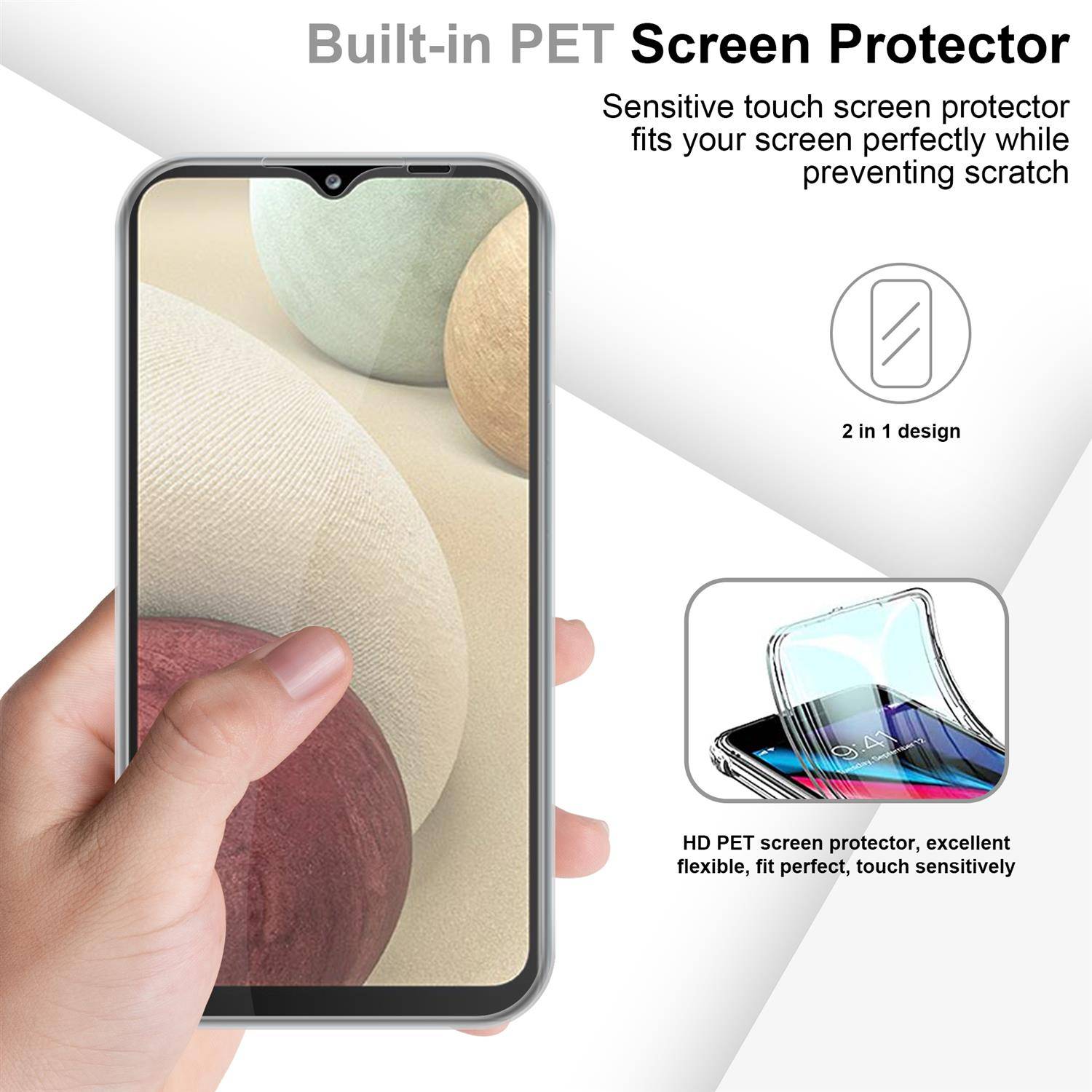 Cadorabo Schutzhülle für Samsung Galaxy A12 / M12 Hülle in Transparent 360° Etui Full Body Handyhülle Cover Case