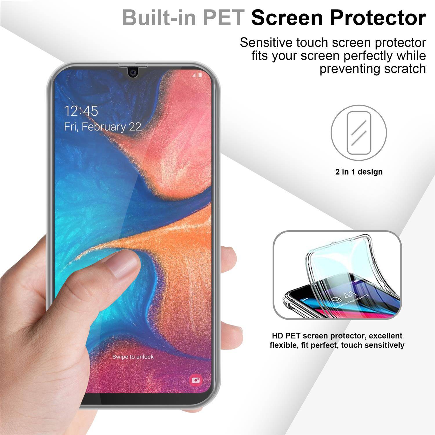 Cadorabo Schutzhülle für Samsung Galaxy A20 / A30 Hülle in natur 360° Etui Full Body Handyhülle Cover Case