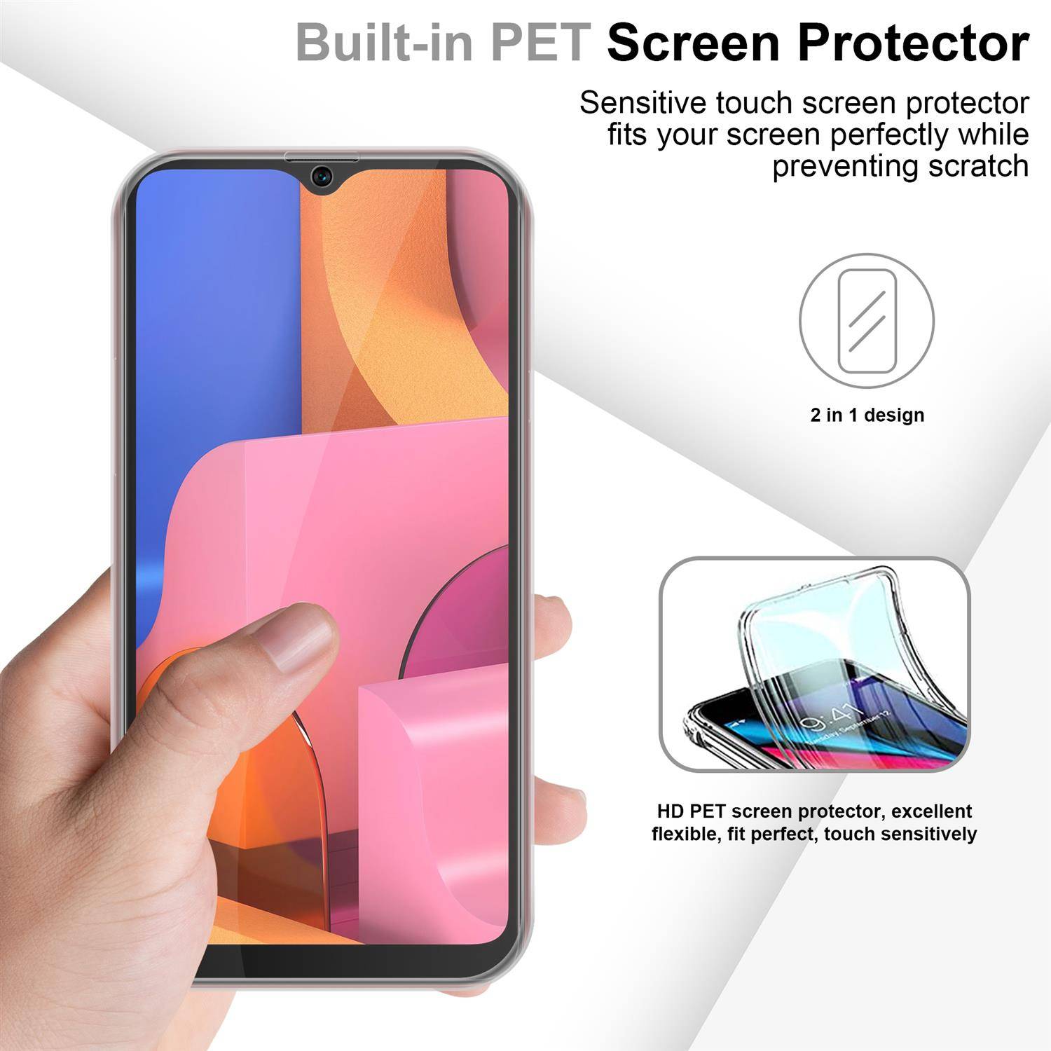 Cadorabo Schutzhülle für Samsung Galaxy A20s Hülle in natur 360° Etui Full Body Handyhülle Cover Case