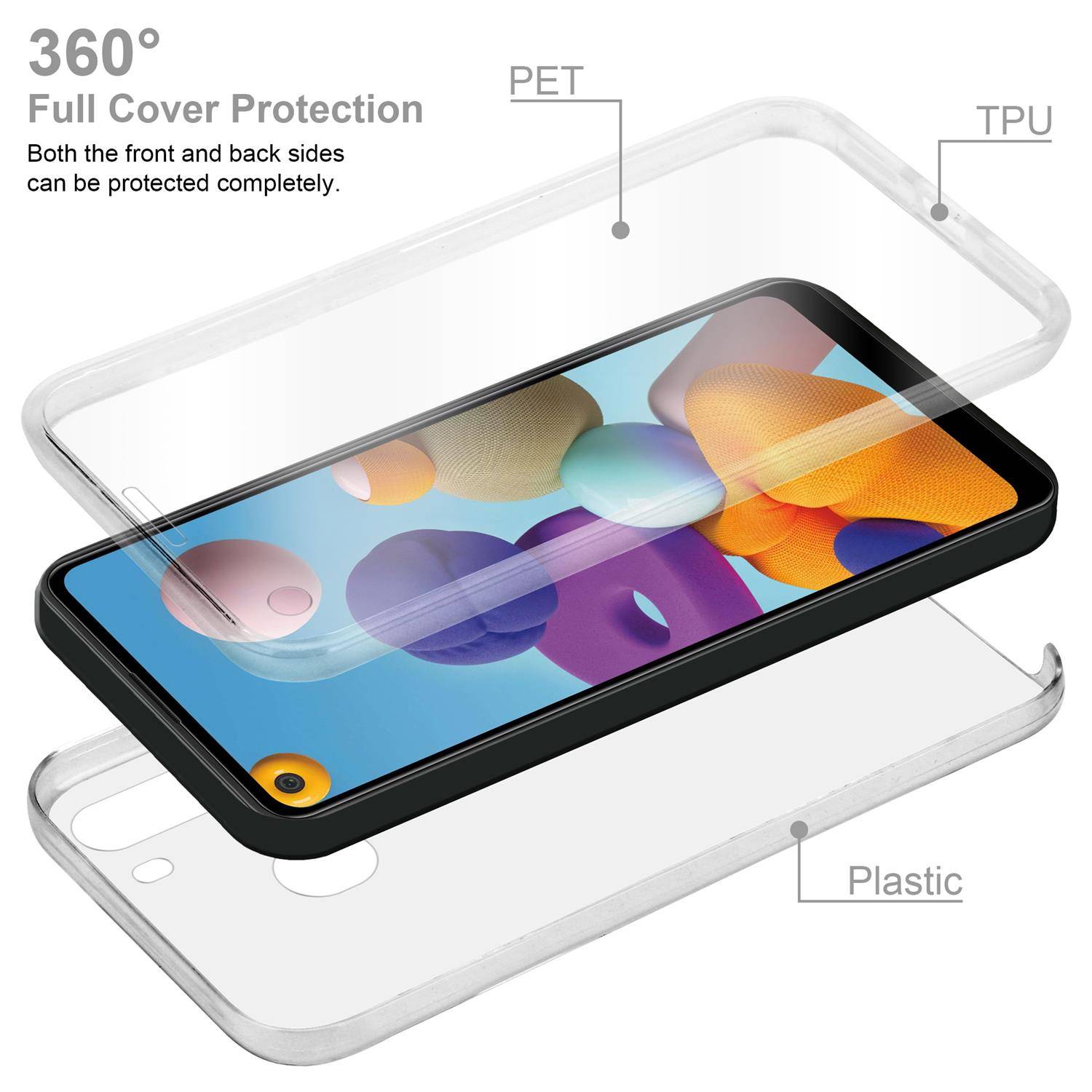 Cadorabo Schutzhülle für Samsung Galaxy A21 EU Hülle in natur 360° Etui Full Body Handyhülle Cover Case