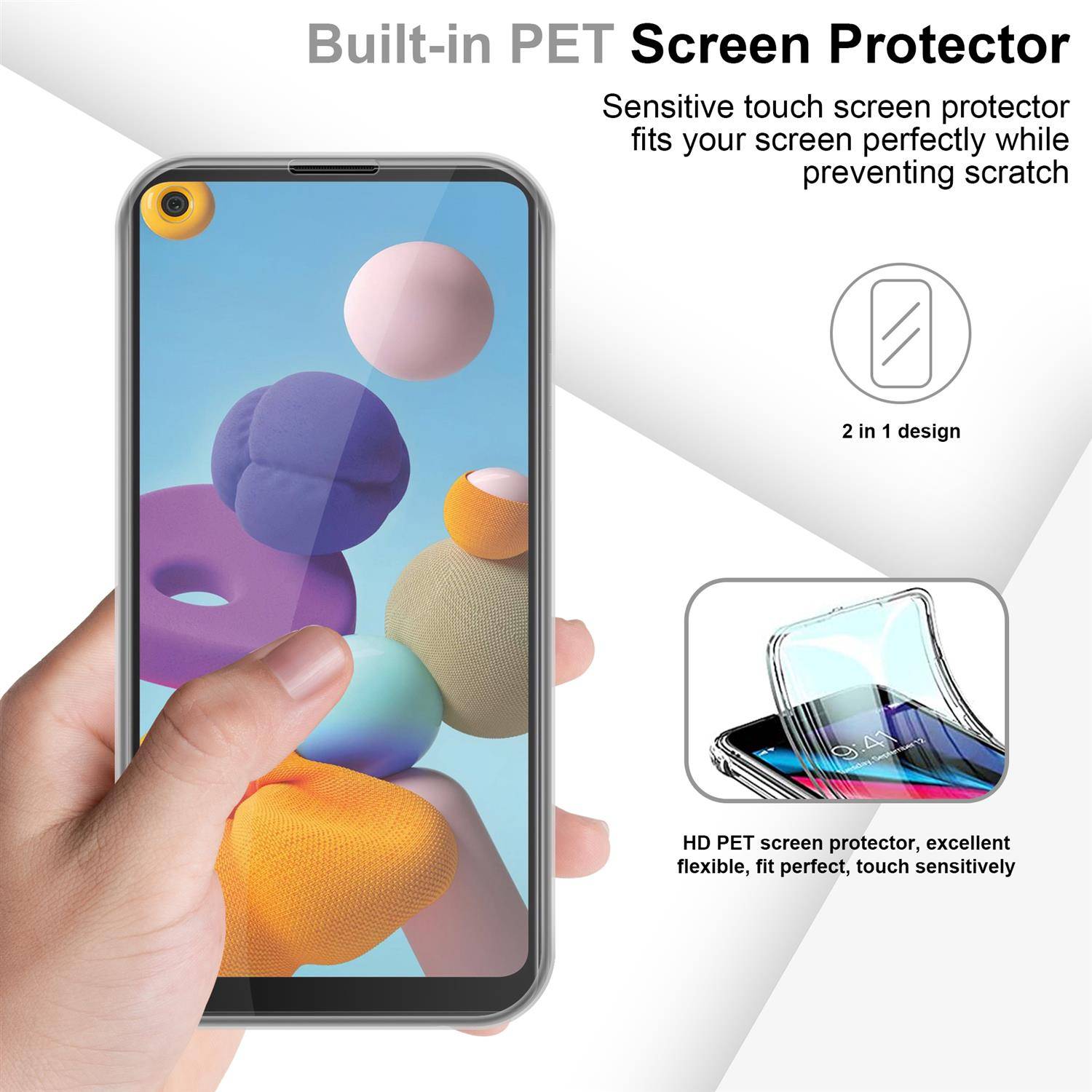 Cadorabo Schutzhülle für Samsung Galaxy A21 EU Hülle in natur 360° Etui Full Body Handyhülle Cover Case