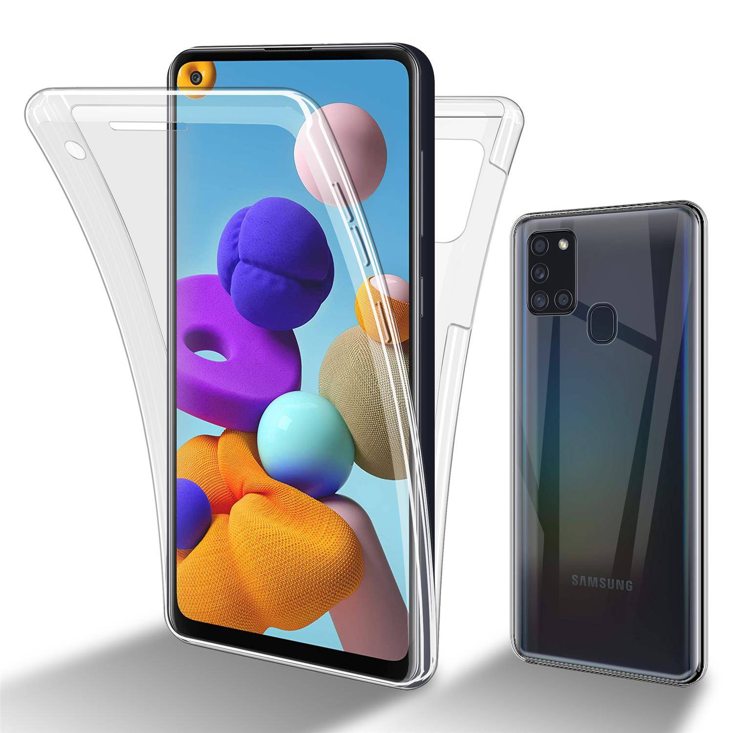 Cadorabo Schutzhülle für Samsung Galaxy A21s Hülle in natur 360° Etui Full Body Handyhülle Cover Case