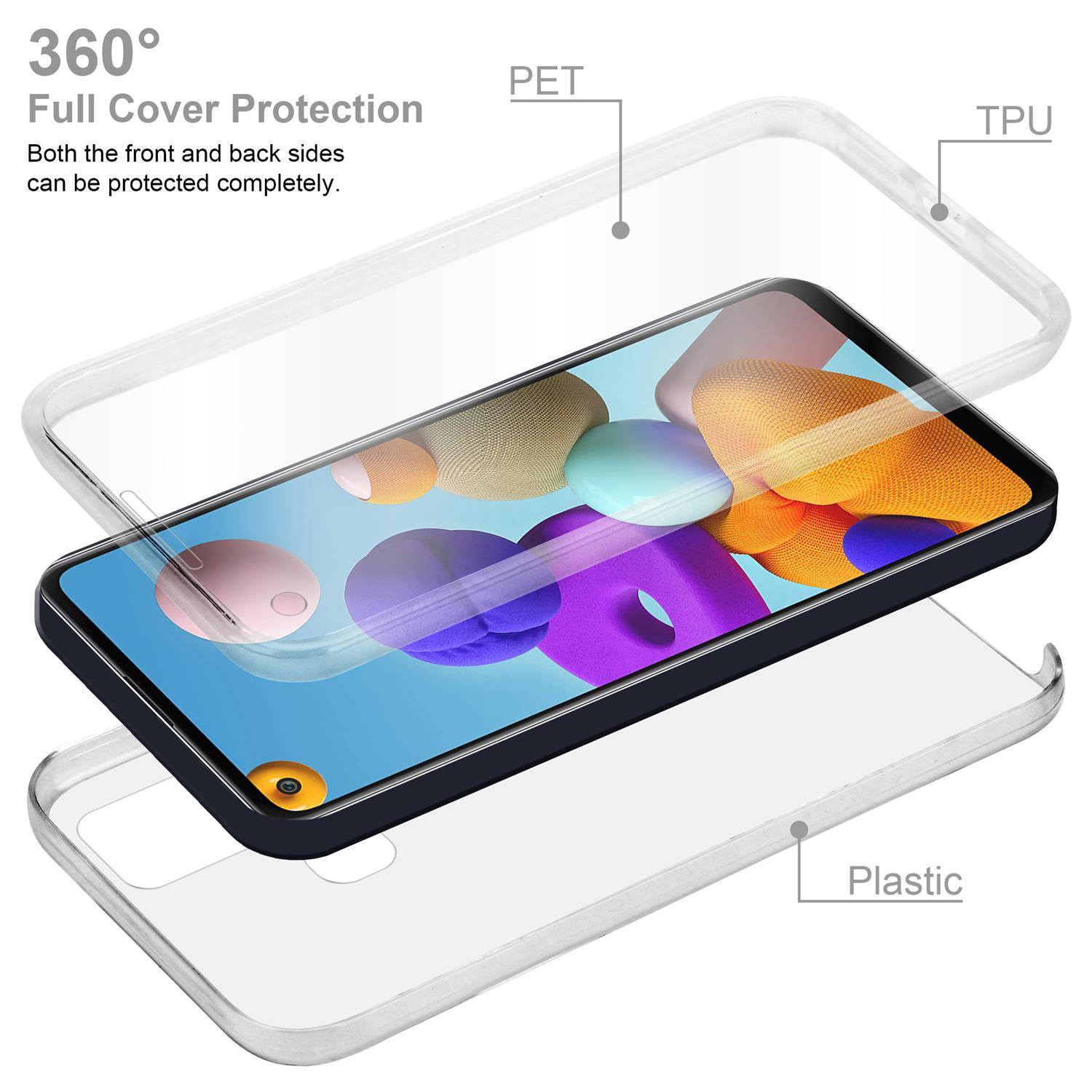 Cadorabo Schutzhülle für Samsung Galaxy A21s Hülle in natur 360° Etui Full Body Handyhülle Cover Case