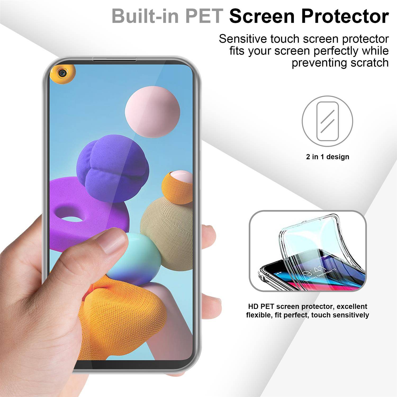 Cadorabo Schutzhülle für Samsung Galaxy A21s Hülle in natur 360° Etui Full Body Handyhülle Cover Case