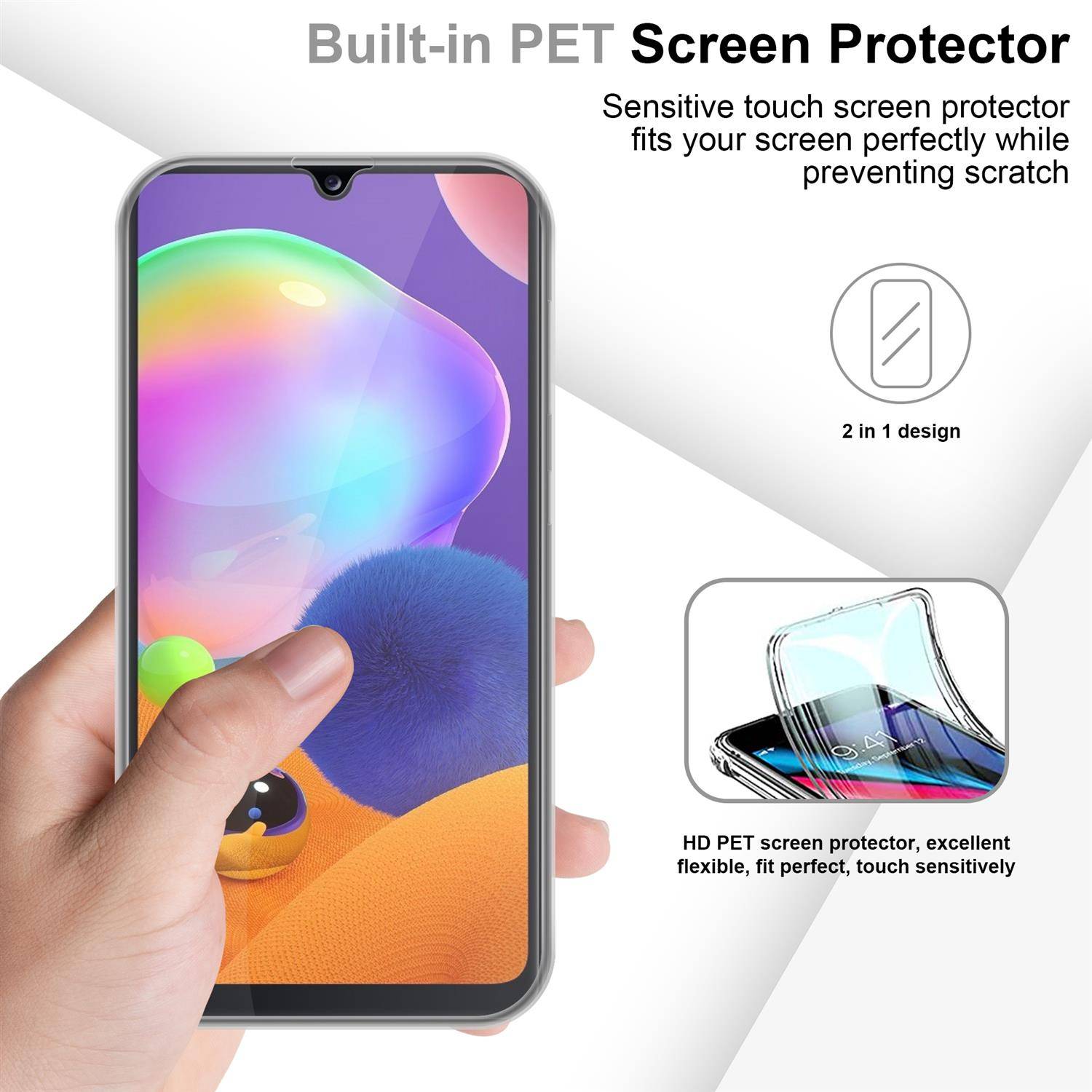 Cadorabo Schutzhülle für Samsung Galaxy A31 Hülle in natur 360° Etui Full Body Handyhülle Cover Case