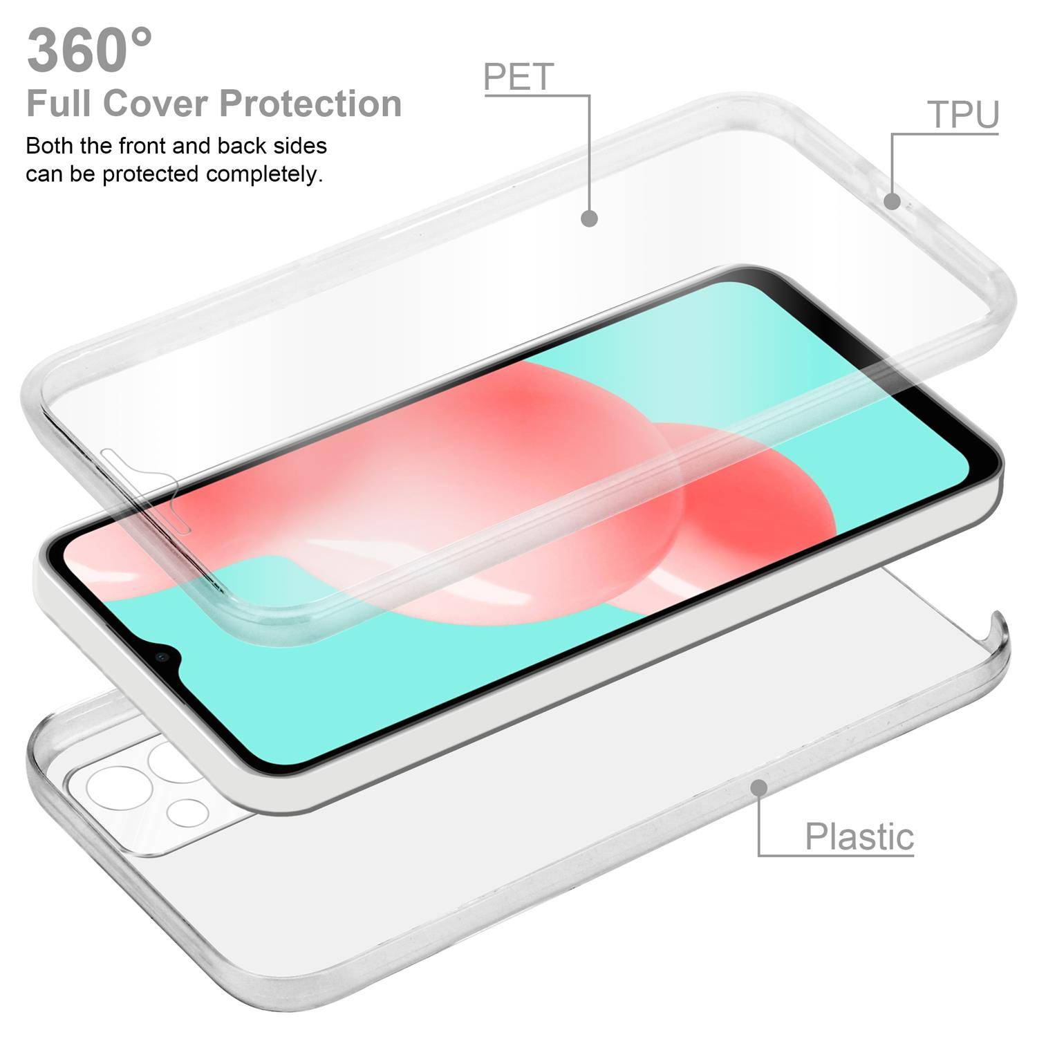 Cadorabo Schutzhülle für Samsung Galaxy A32 4G Hülle in natur 360° Etui Full Body Handyhülle Cover Case