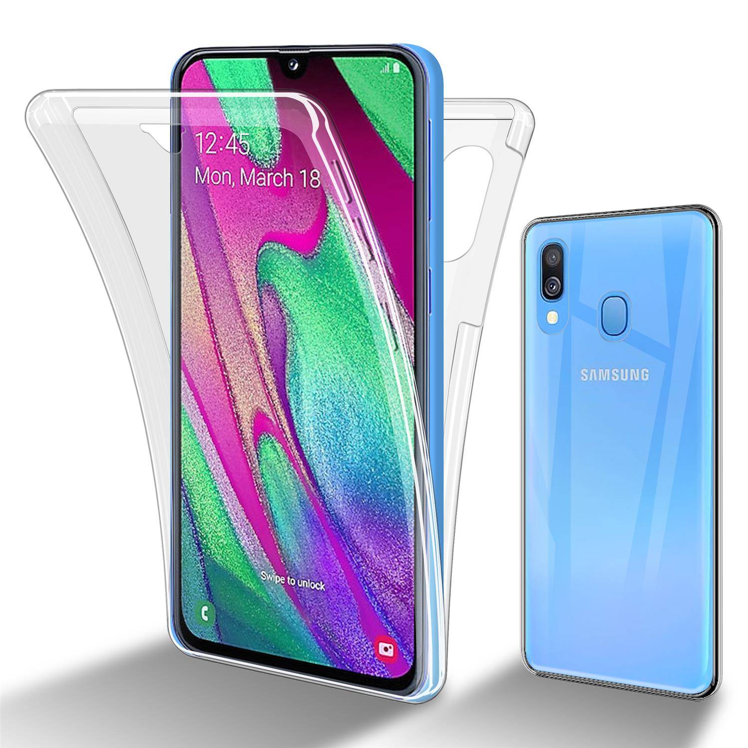 Cadorabo Schutzhülle für Samsung Galaxy A40 Hülle in natur 360° Etui Full Body Handyhülle Cover Case