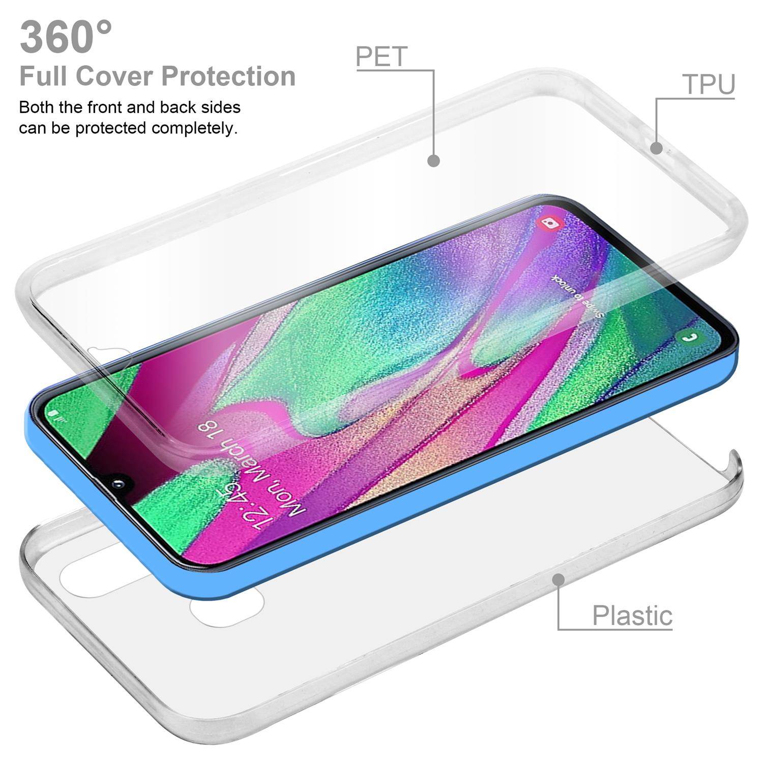 Cadorabo Schutzhülle für Samsung Galaxy A40 Hülle in natur 360° Etui Full Body Handyhülle Cover Case