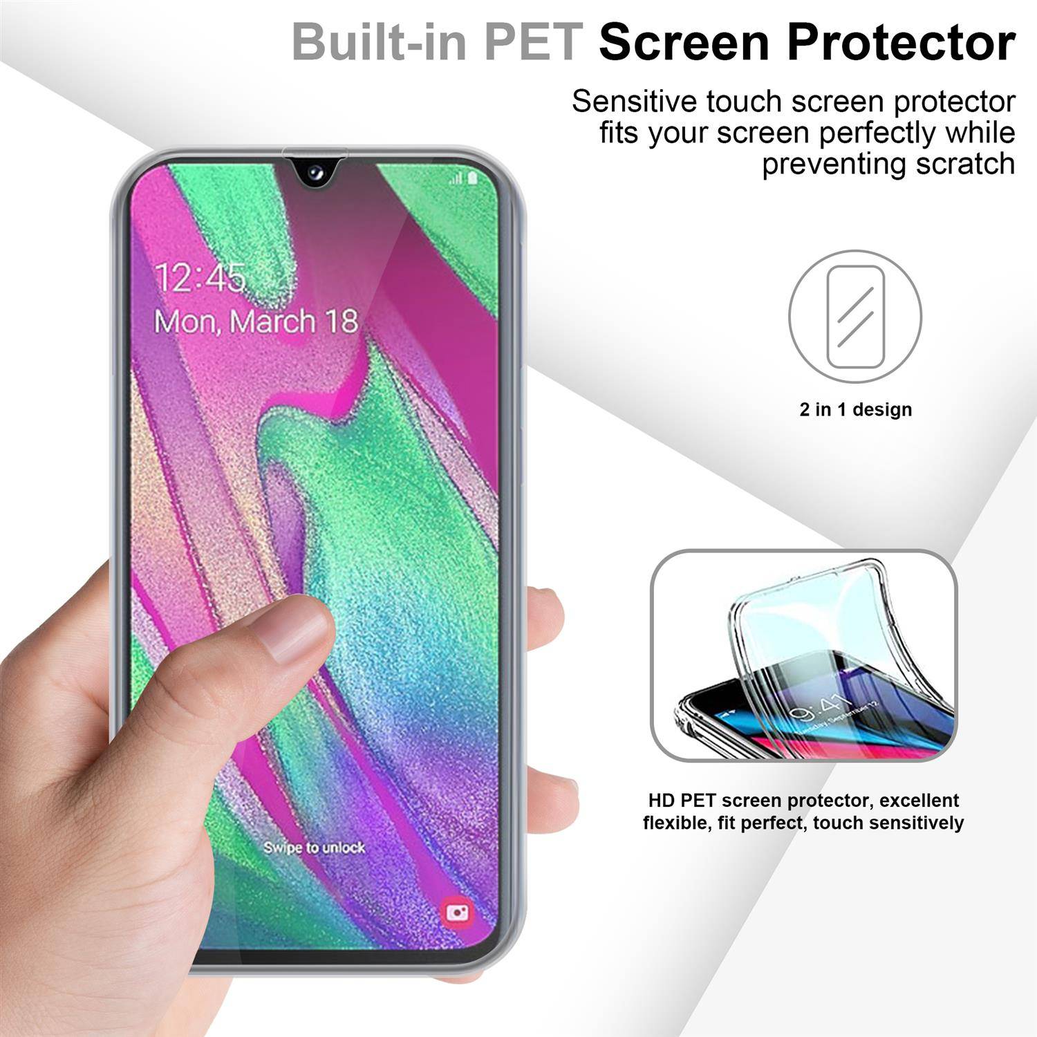 Cadorabo Schutzhülle für Samsung Galaxy A40 Hülle in natur 360° Etui Full Body Handyhülle Cover Case