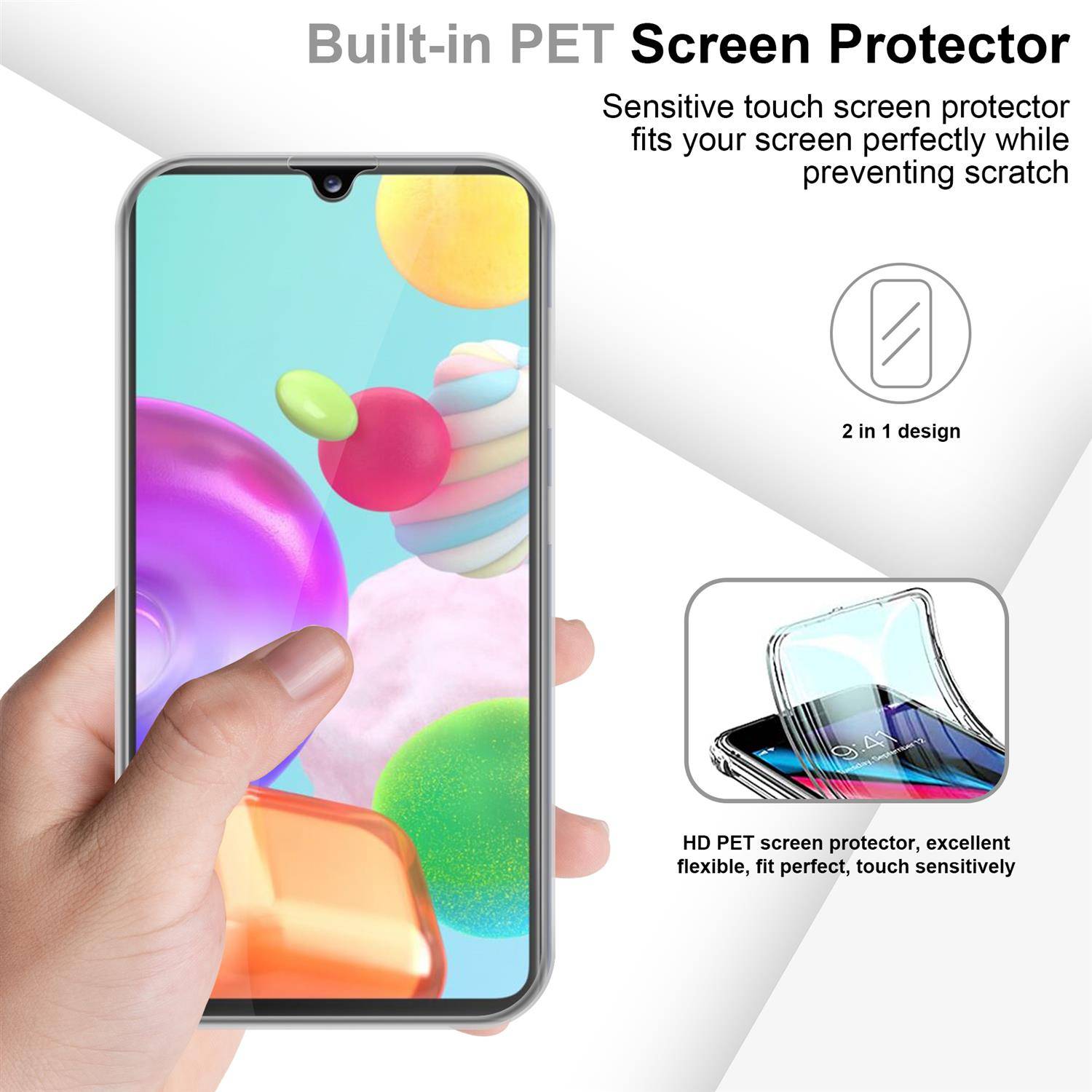 Cadorabo Schutzhülle für Samsung Galaxy A41 Hülle in natur 360° Etui Full Body Handyhülle Cover Case