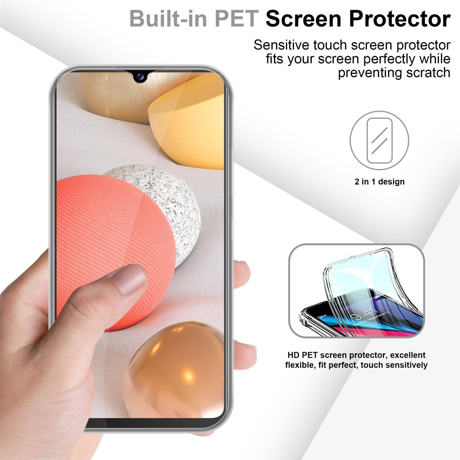 Cadorabo Schutzhülle für Samsung Galaxy A42 5G Hülle in natur 360° Etui Full Body Handyhülle Cover Case