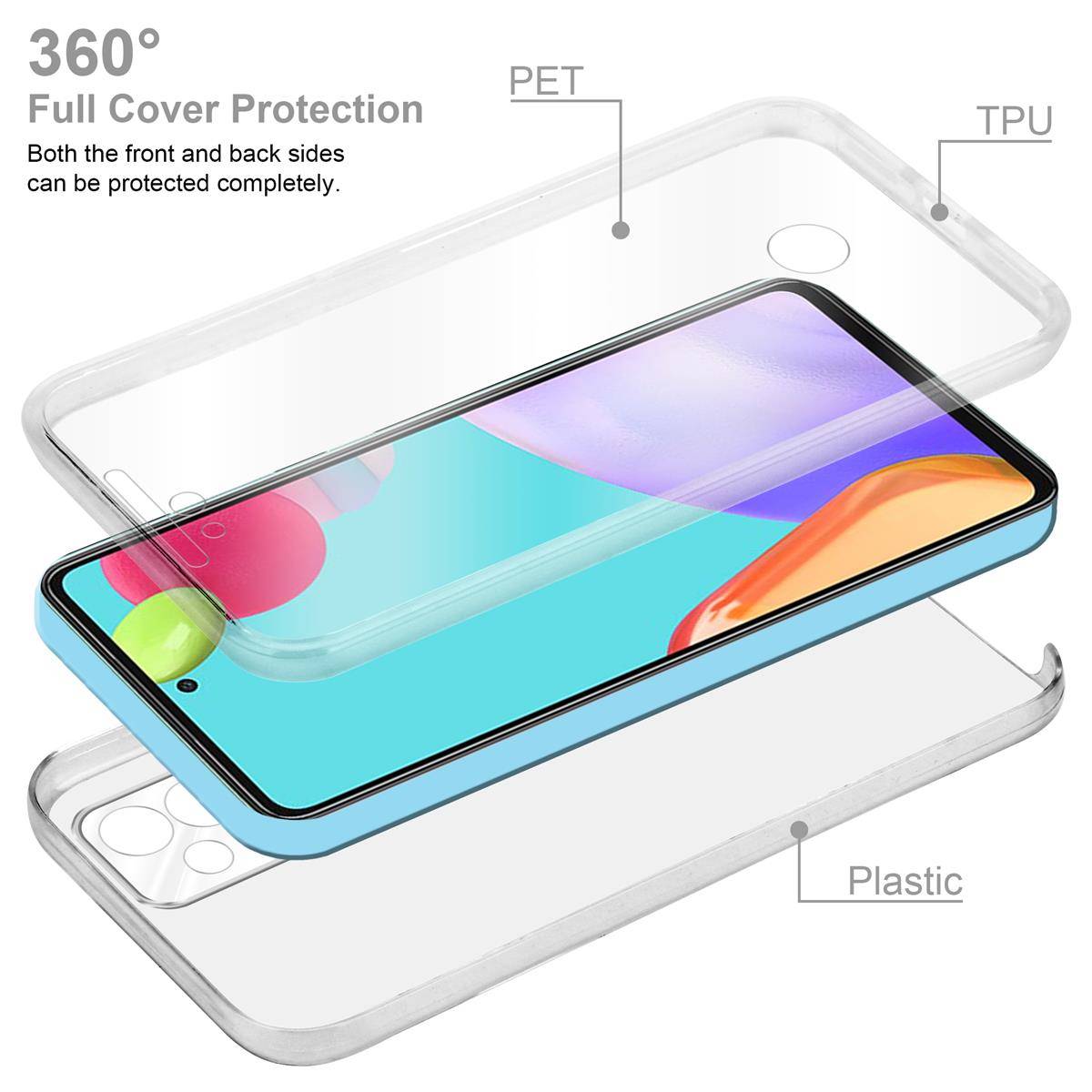 Cadorabo Schutzhülle für Samsung Galaxy A52 Hülle in natur 360° Etui Full Body Handyhülle Cover Case