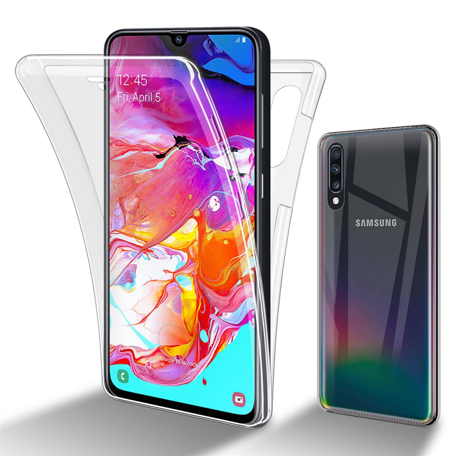 Cadorabo Schutzhülle für Samsung Galaxy A70e Hülle in natur 360° Etui Full Body Handyhülle Cover Case