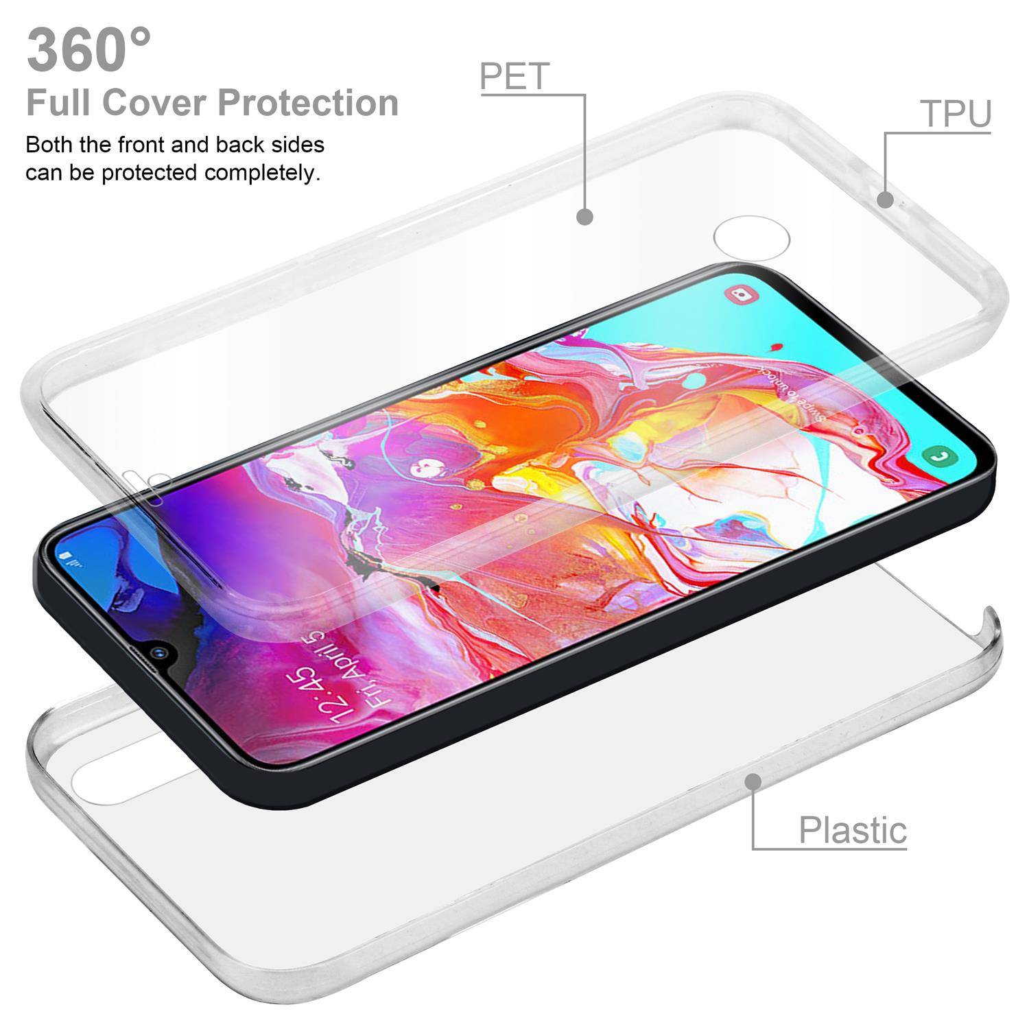 Cadorabo Schutzhülle für Samsung Galaxy A70e Hülle in natur 360° Etui Full Body Handyhülle Cover Case