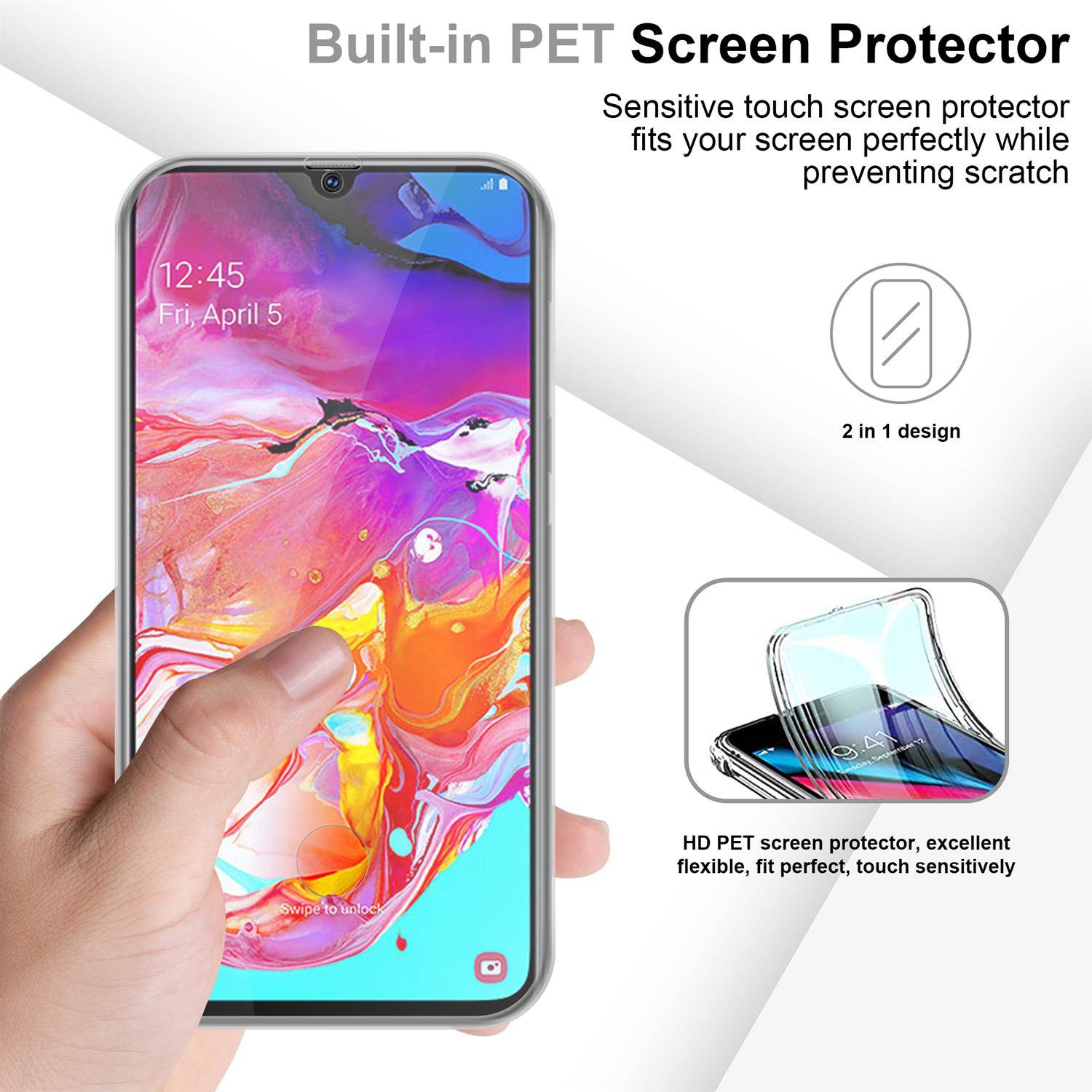 Cadorabo Schutzhülle für Samsung Galaxy A70e Hülle in natur 360° Etui Full Body Handyhülle Cover Case