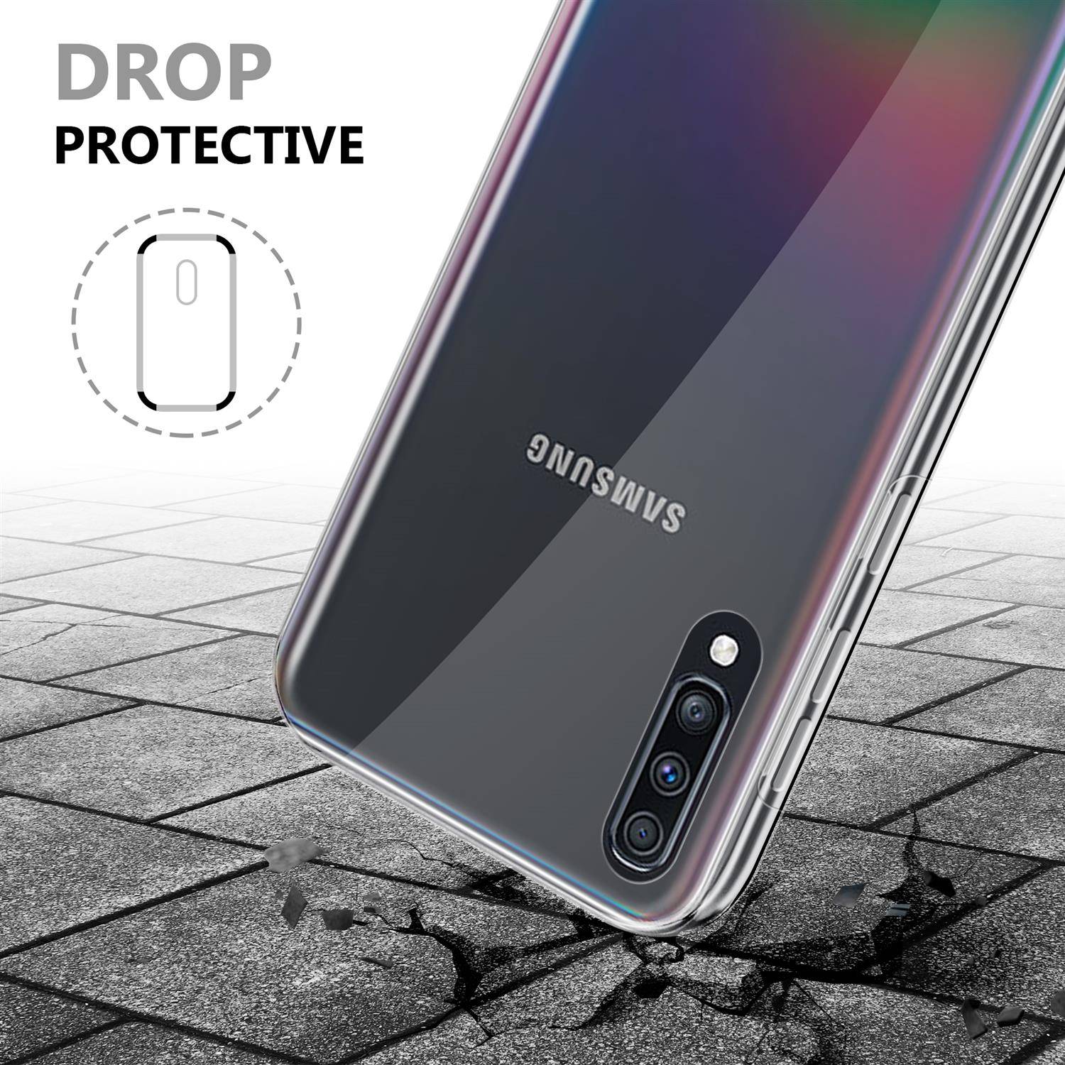 Cadorabo Schutzhülle für Samsung Galaxy A70e Hülle in natur 360° Etui Full Body Handyhülle Cover Case
