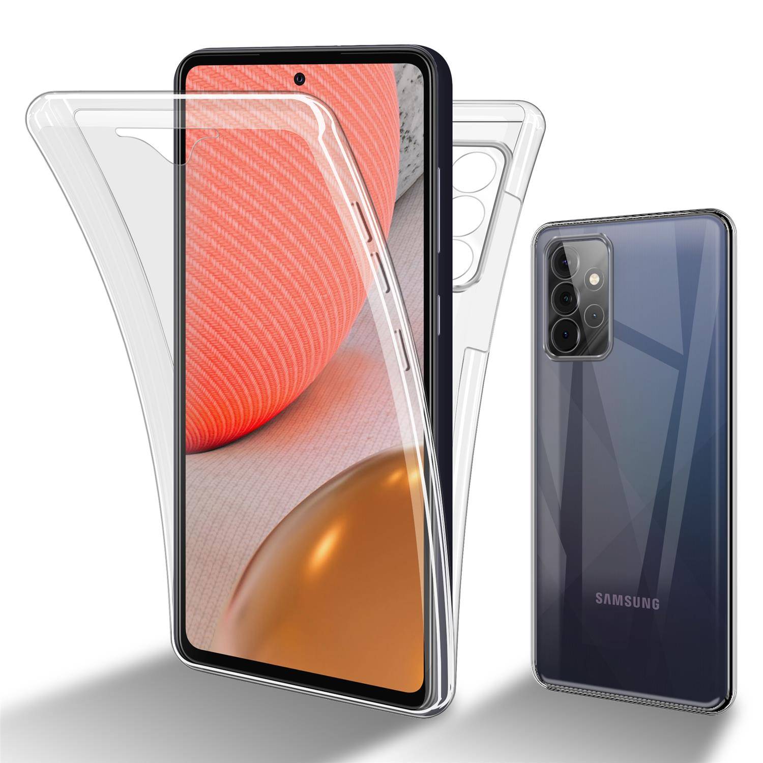 Cadorabo Schutzhülle für Samsung Galaxy A72 Hülle in natur 360° Etui Full Body Handyhülle Cover Case